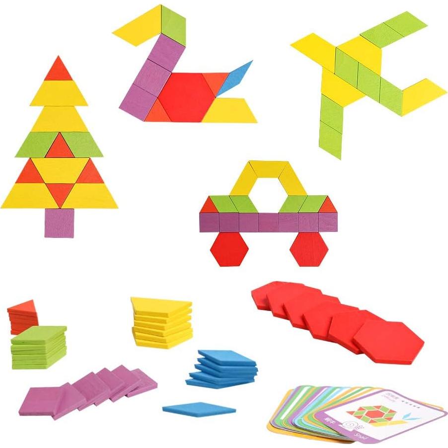 Juguete Educativo JCREN Bloques de Madera 155 Piezas STEM