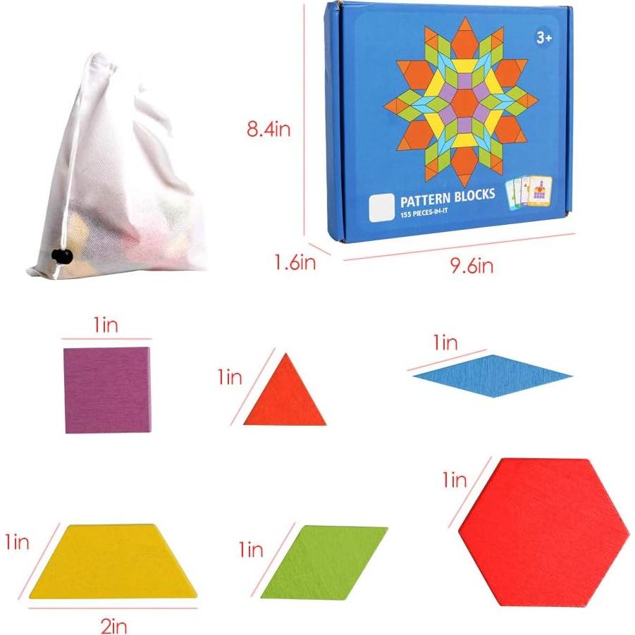 Juguete Educativo JCREN Bloques de Madera 155 Piezas STEM