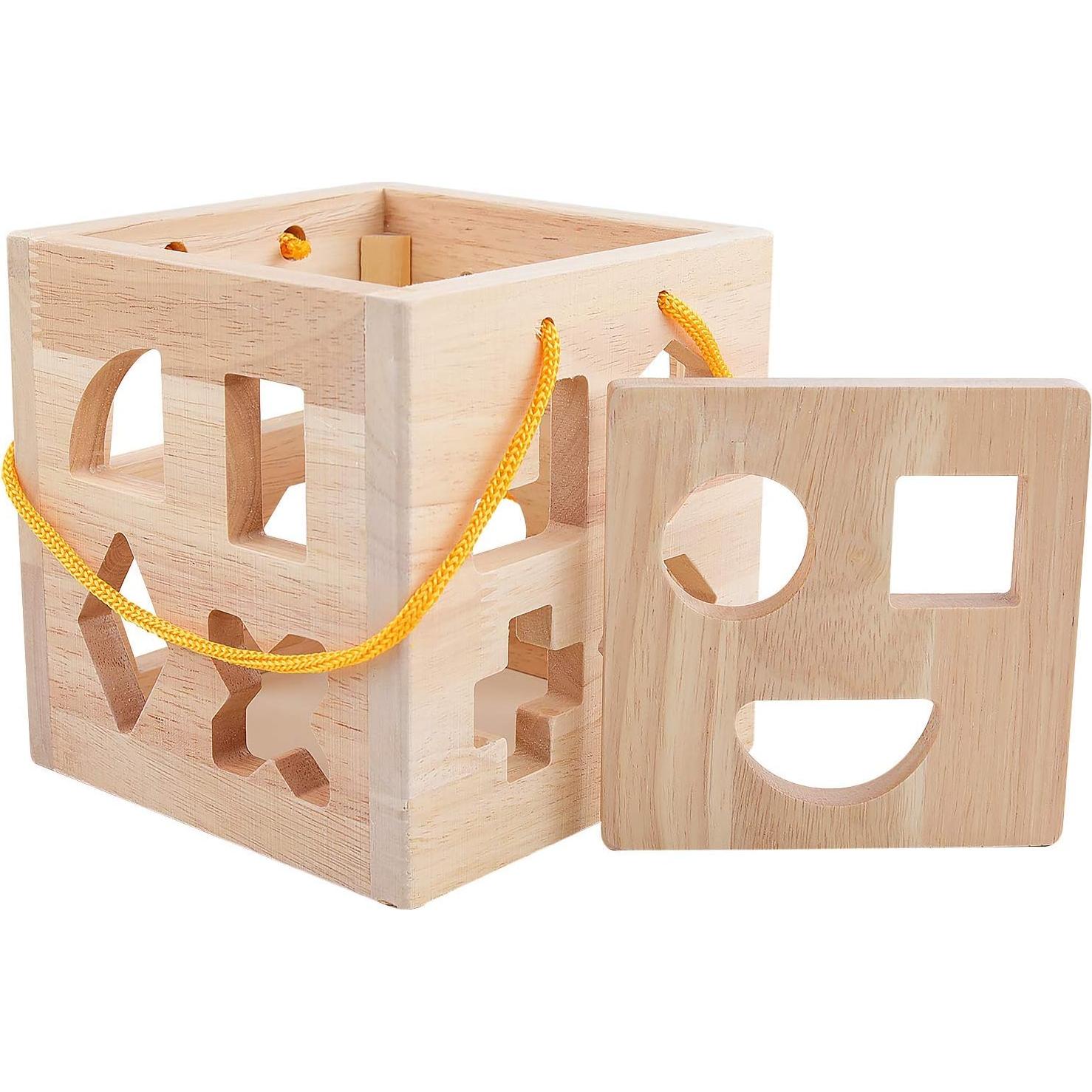 Cubo Clasificador de Formas QZMTOY de Madera para Niños 18m+