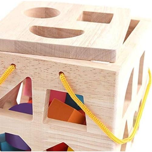 Cubo Clasificador de Formas QZMTOY de Madera para Niños 18m+