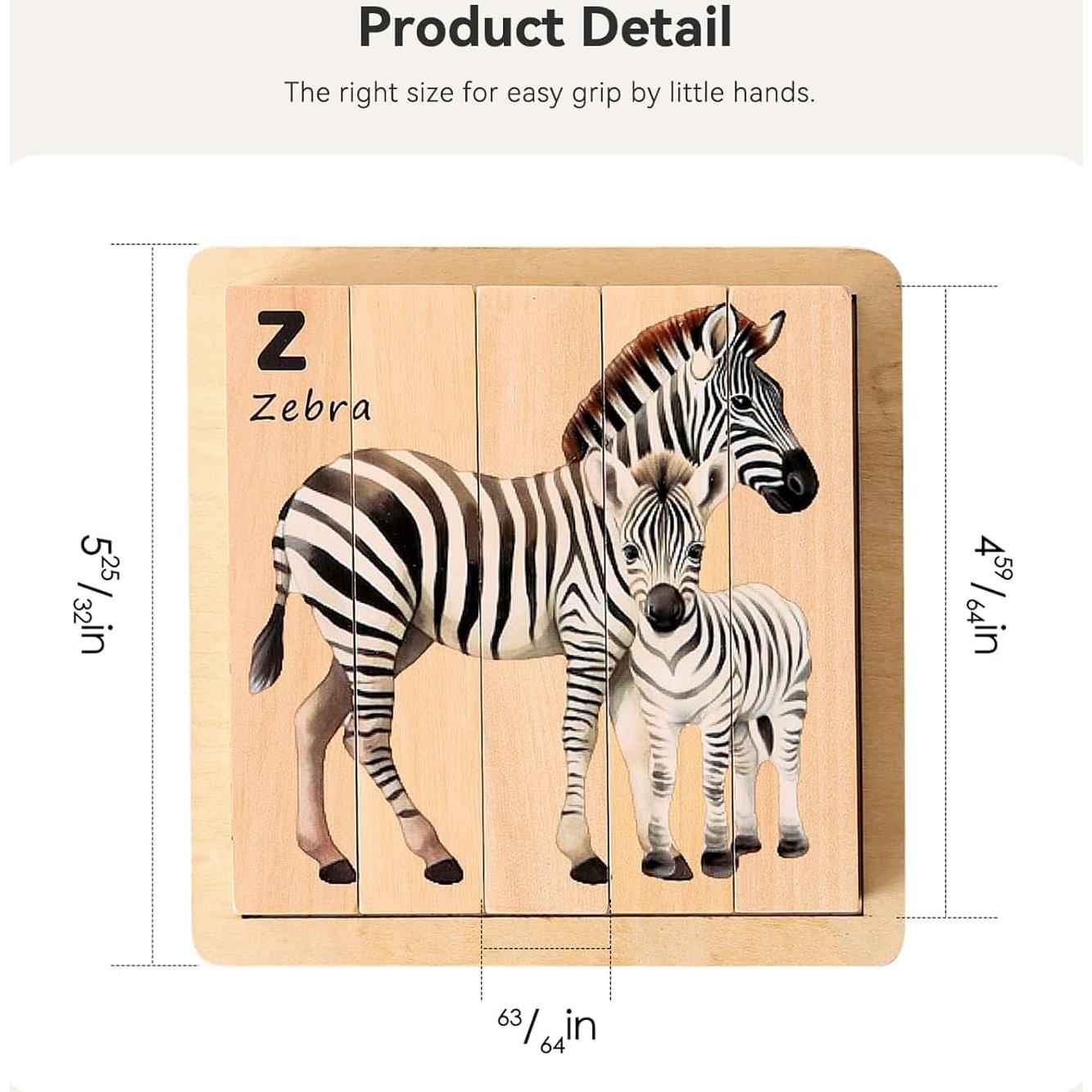 Rompecabezas de Animales Safari de Madera IEATFO 4 en 1