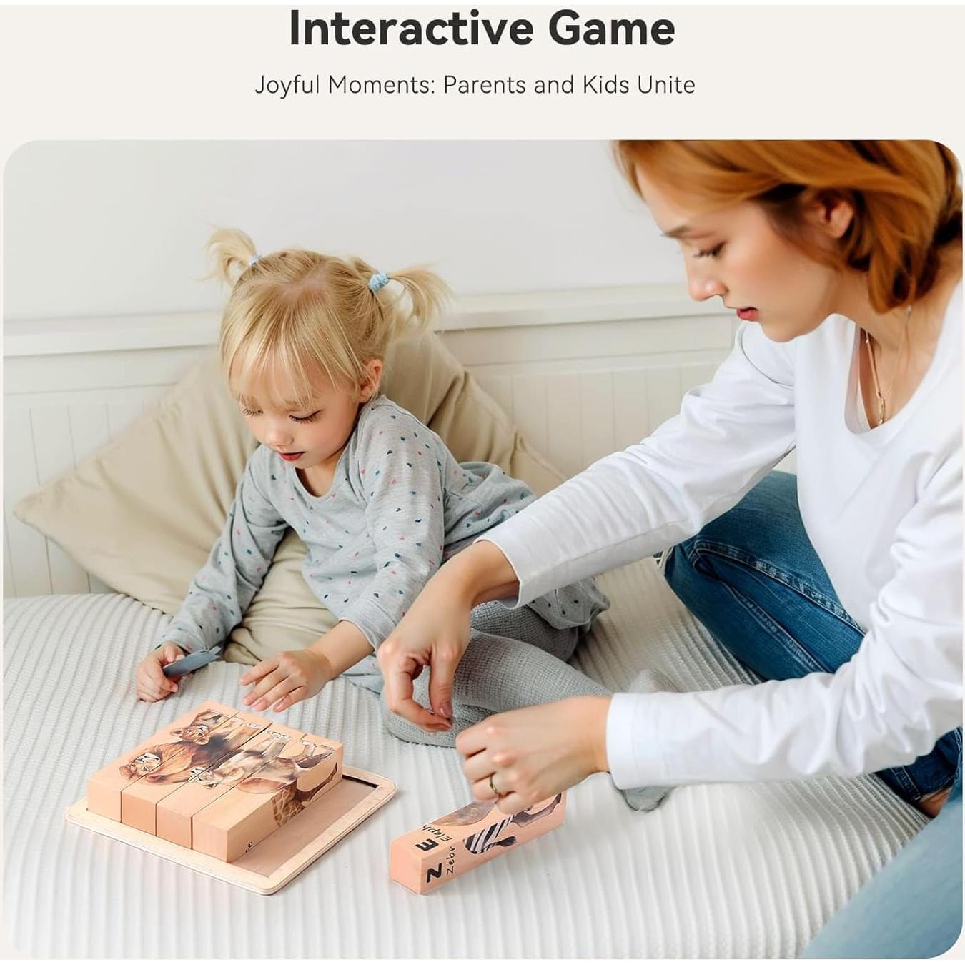 Rompecabezas de Animales Safari de Madera IEATFO 4 en 1