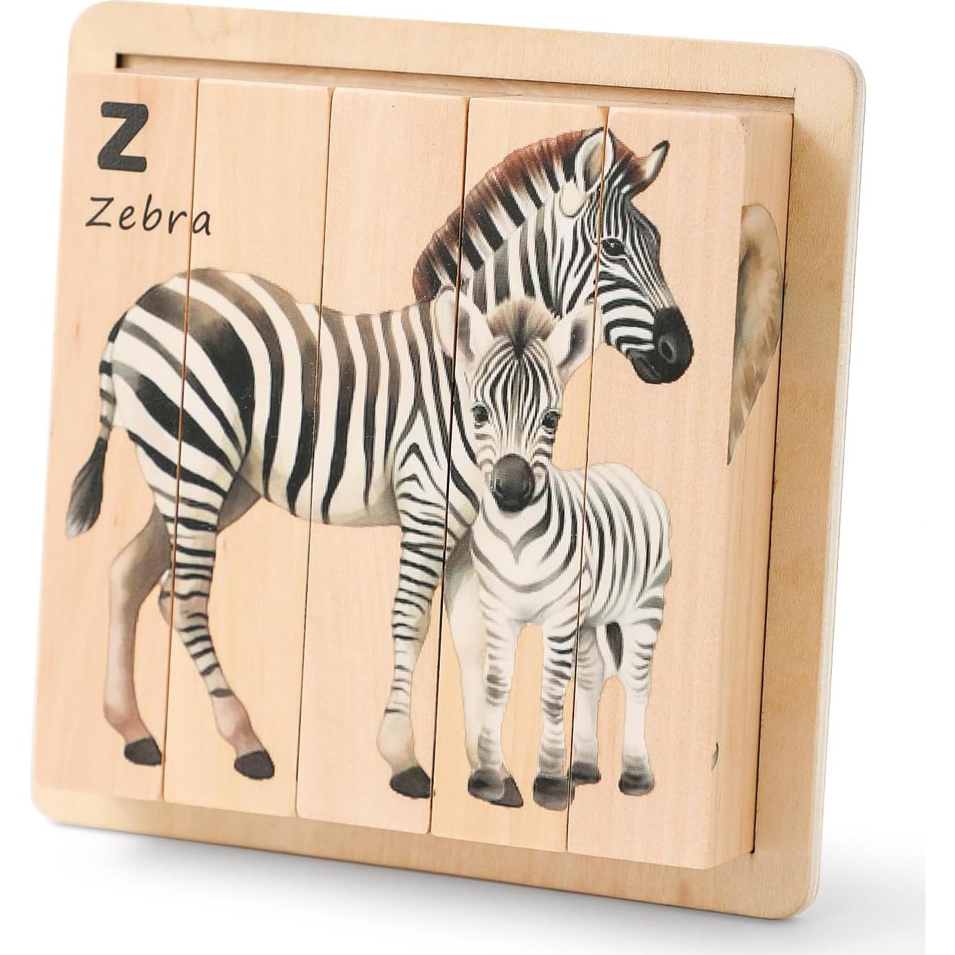 Rompecabezas de Animales Safari de Madera IEATFO 4 en 1