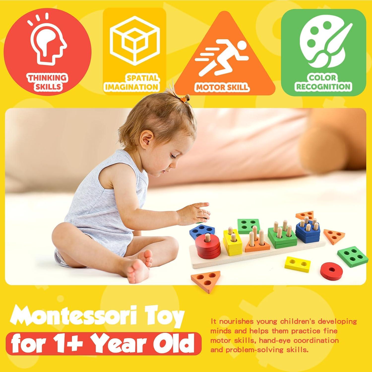 Juguetes Montessori Daisiki para Niños 1-3 Años - Puzzles de Madera