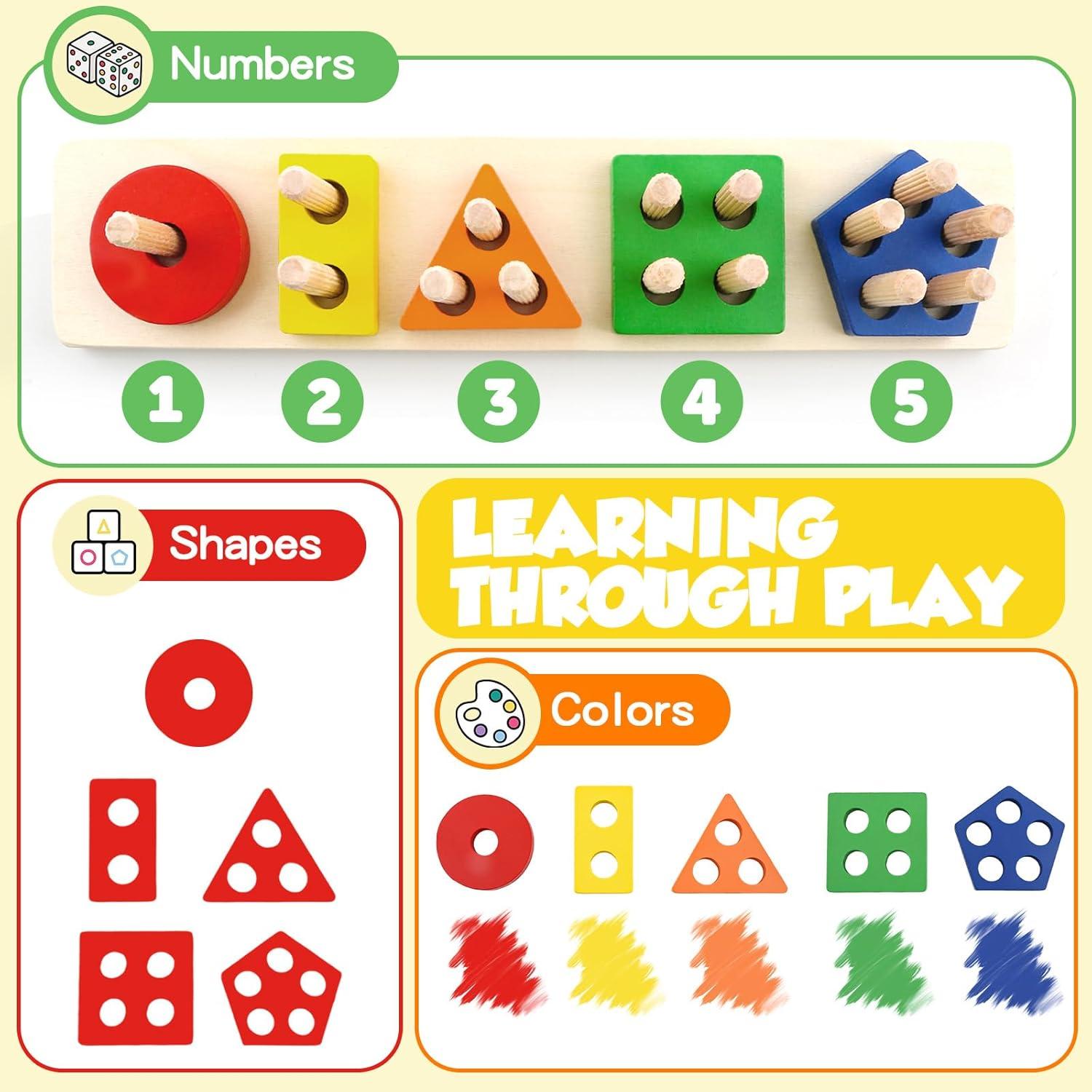 Juguetes Montessori Daisiki para Niños 1-3 Años - Puzzles de Madera