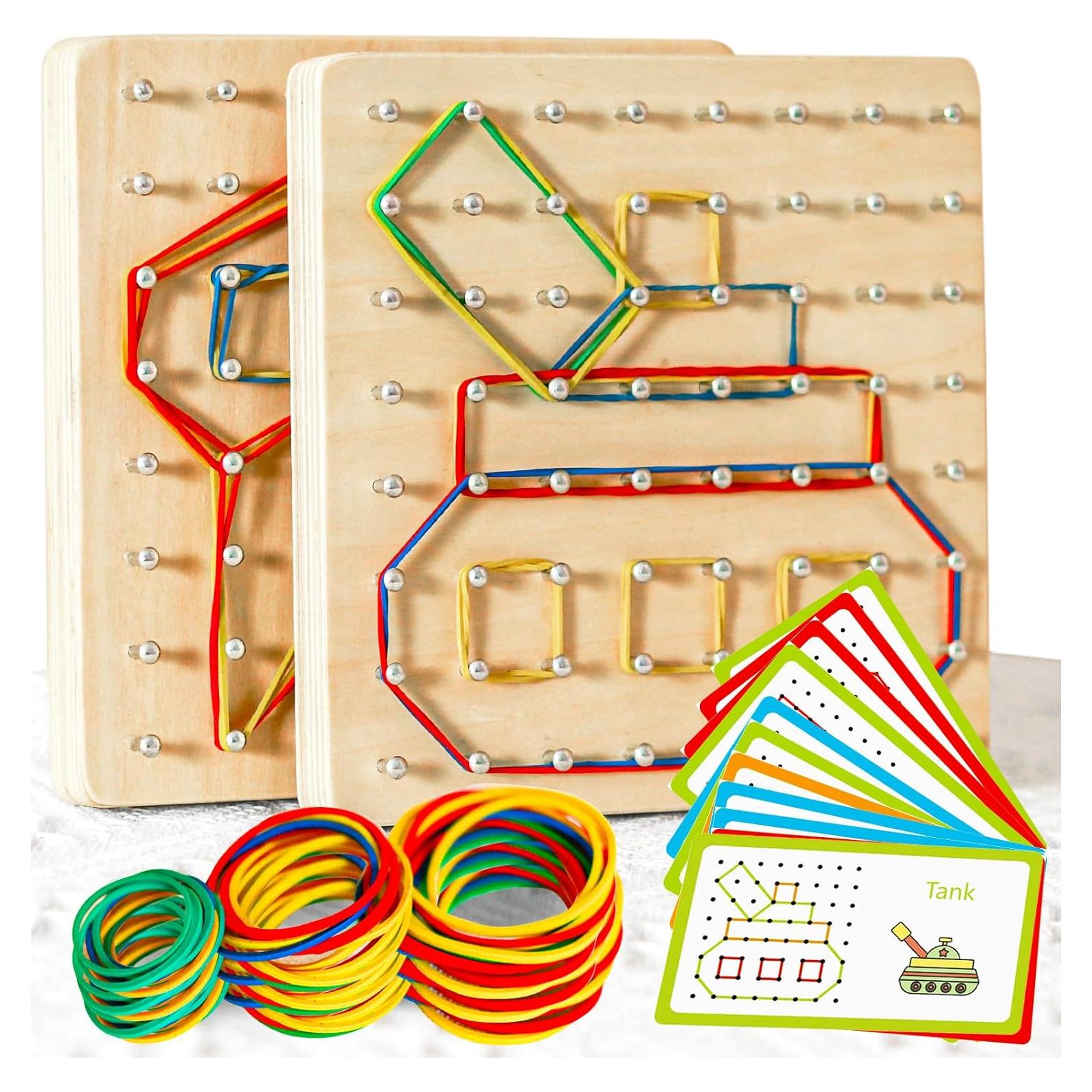 2 Tableros Geométricos de Madera Montessori - Juguete STEM 3-6 Años