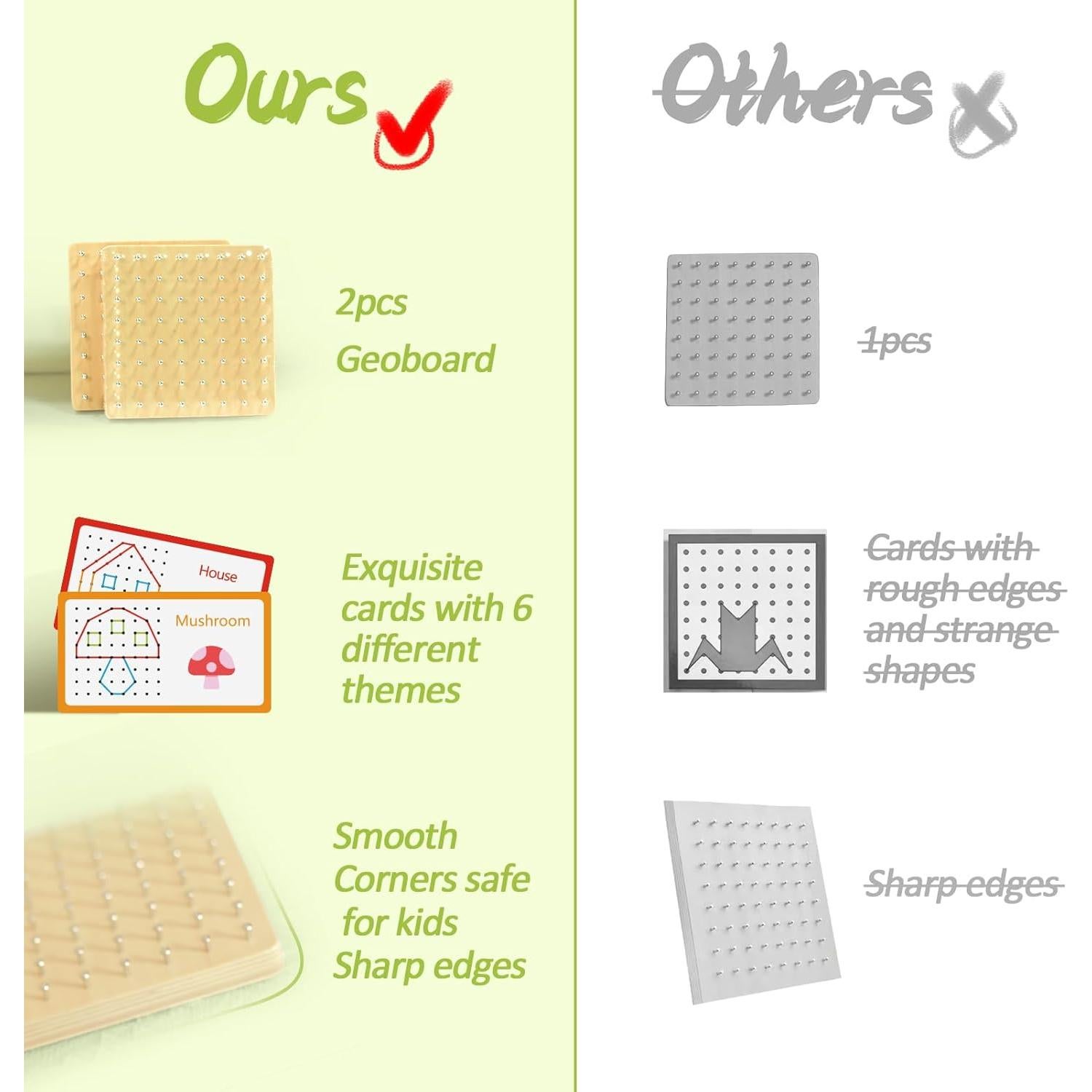 2 Tableros Geométricos de Madera Montessori - Juguete STEM 3-6 Años