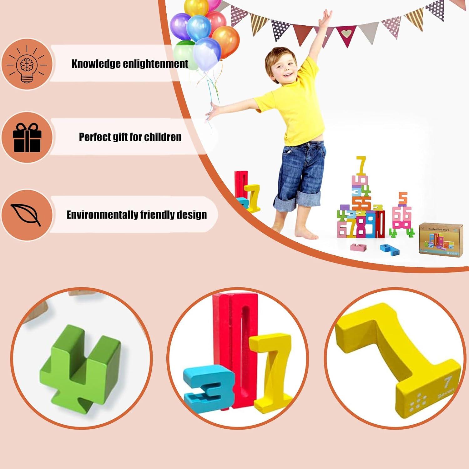 Bloques de Construcción de Números de Madera SNEKULI 1-10