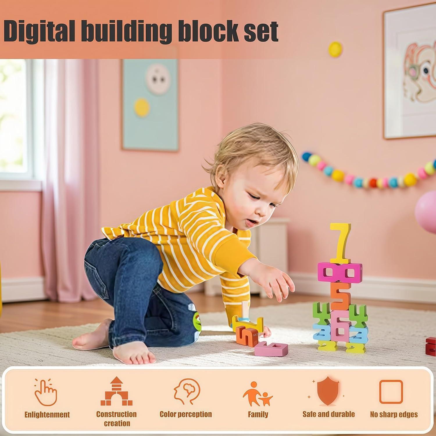 Bloques de Construcción de Números de Madera SNEKULI 1-10