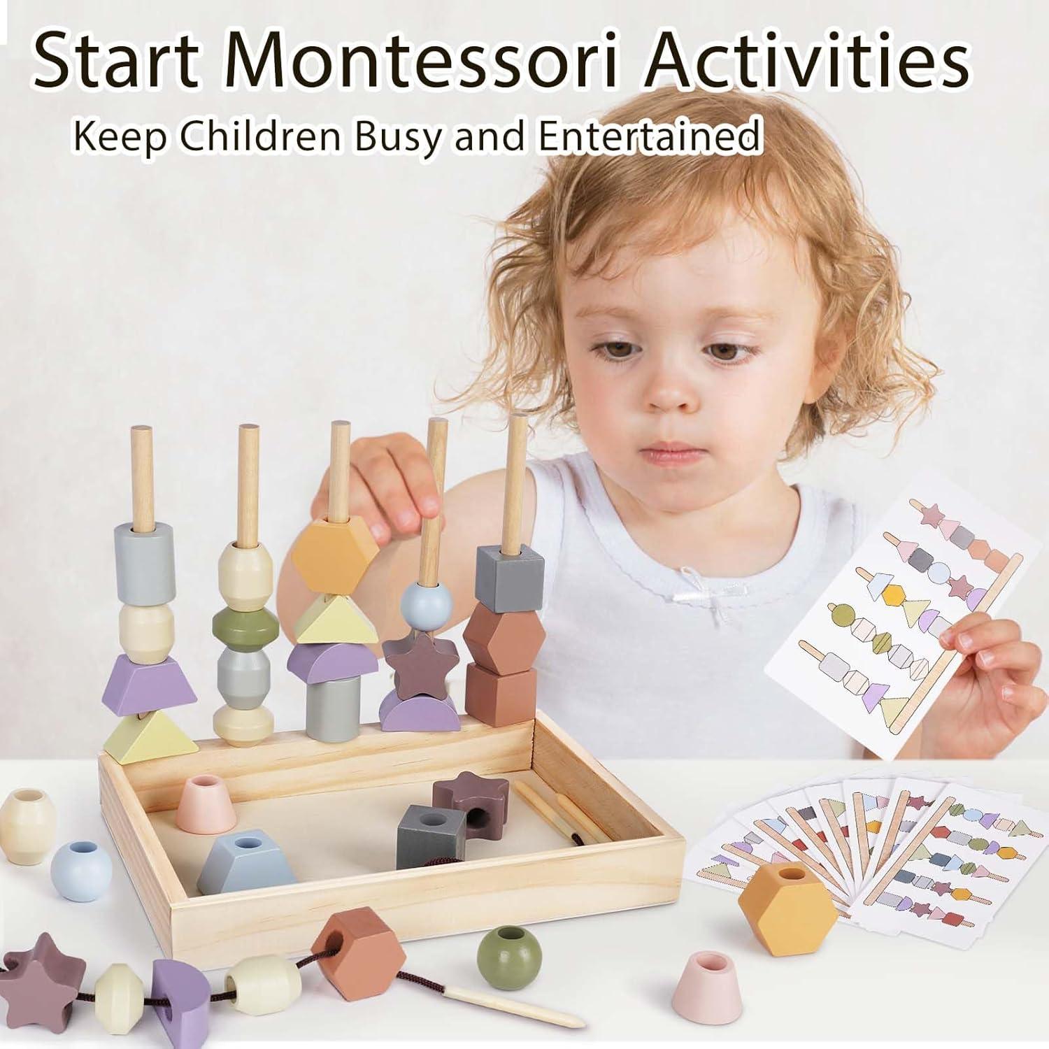 Juguetes Montessori Vanplay - Cuentas de Enhebrar y Bloques 3-9 Años
