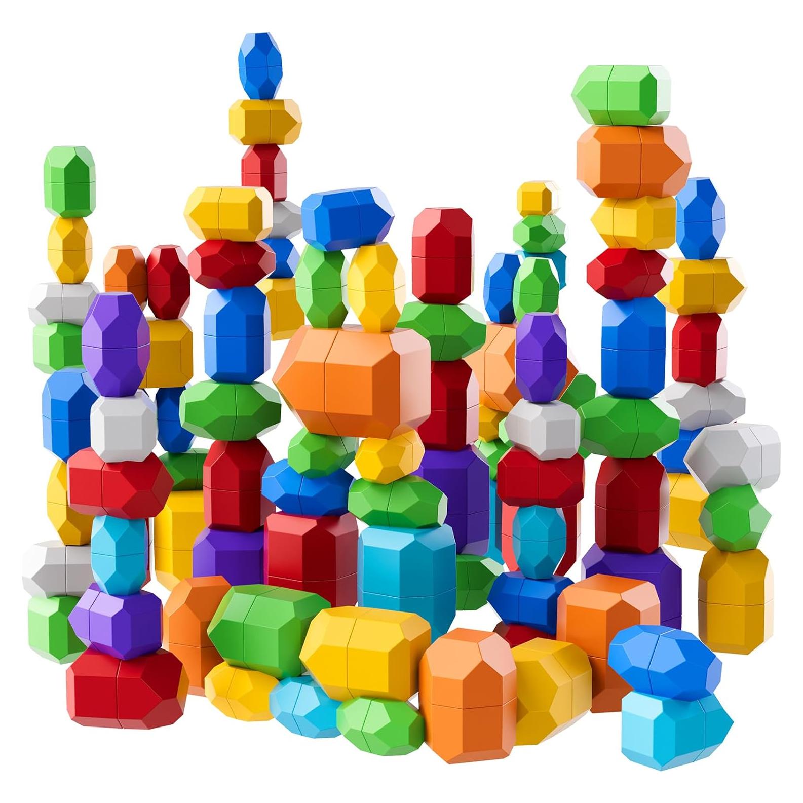 Juguetes Montessori Lucky Doug 50 PCS Rocas Apilables 1-3 Años