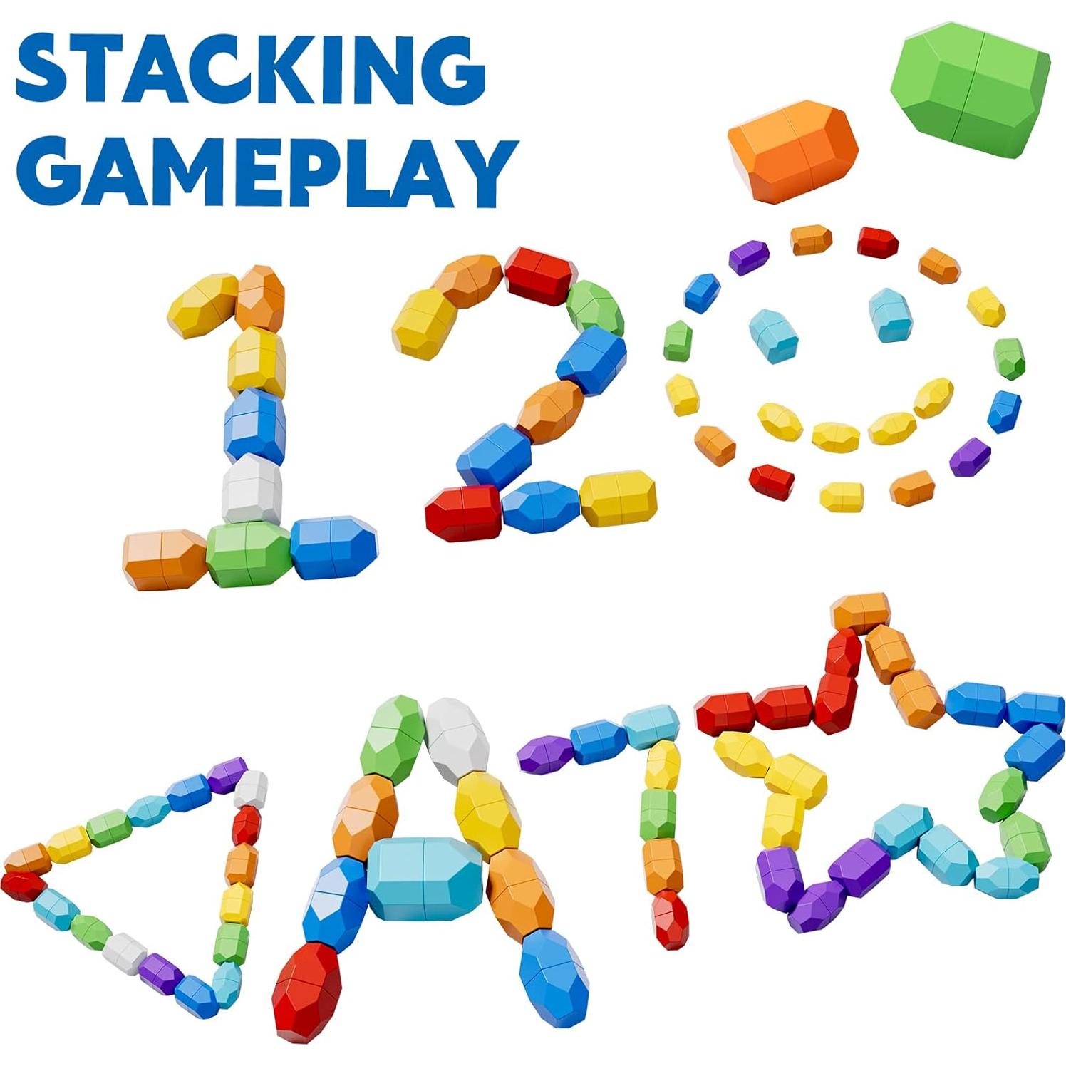 Juguetes Montessori Lucky Doug 50 PCS Rocas Apilables 1-3 Años