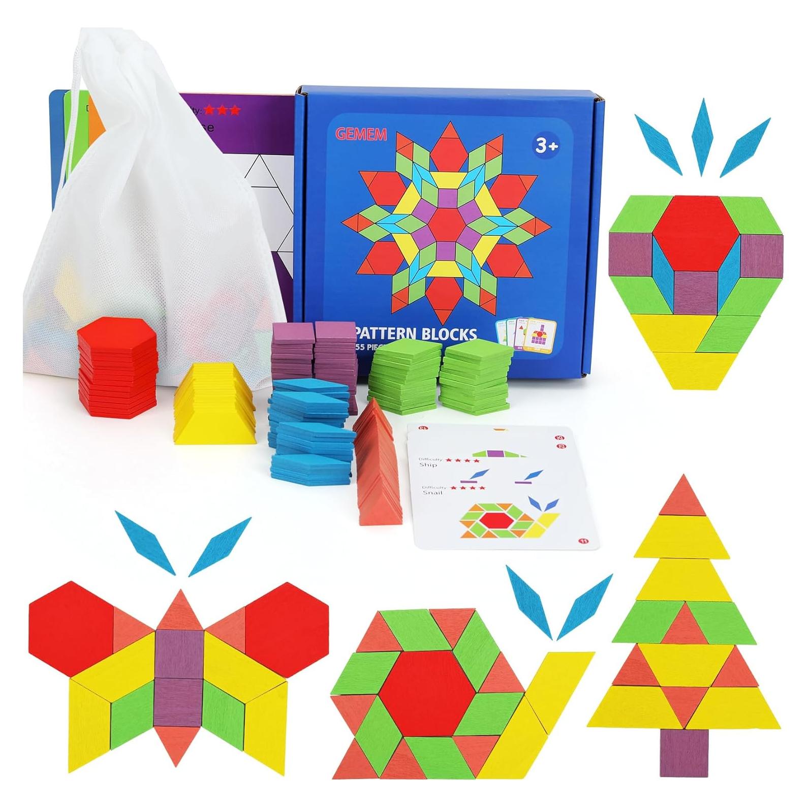 Juego de Bloques de Madera 155 Piezas GEMEM Educativo 3-7 Años