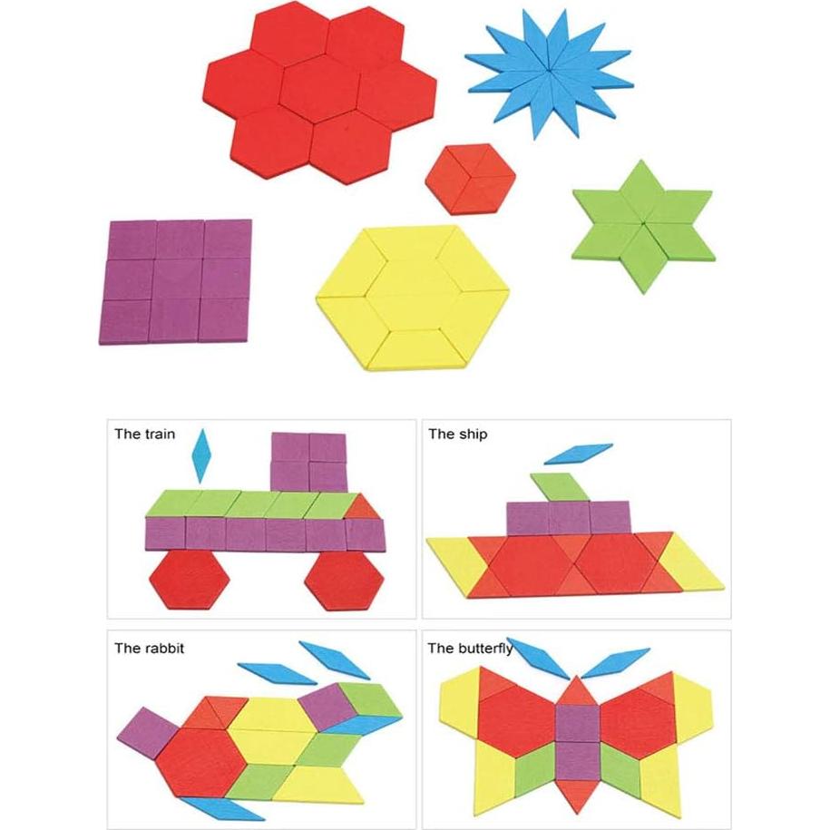Juego de Bloques de Madera 155 Piezas GEMEM Educativo 3-7 Años