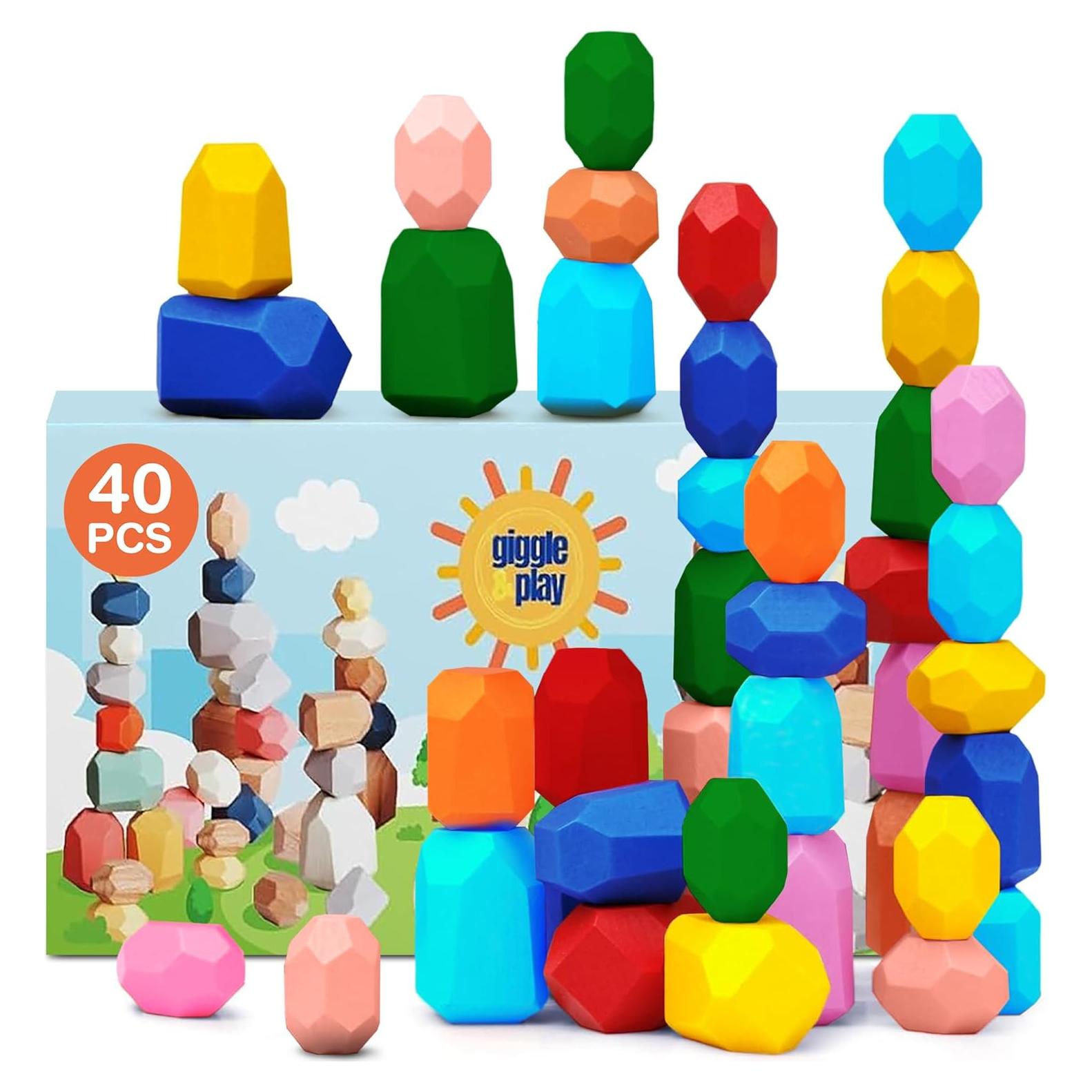 Juego de Piedras Apilables de Madera Giggle & Play 40 Piezas