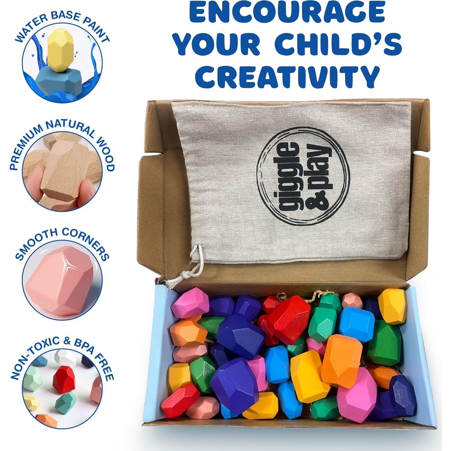 Juego de Piedras Apilables de Madera Giggle & Play 40 Piezas