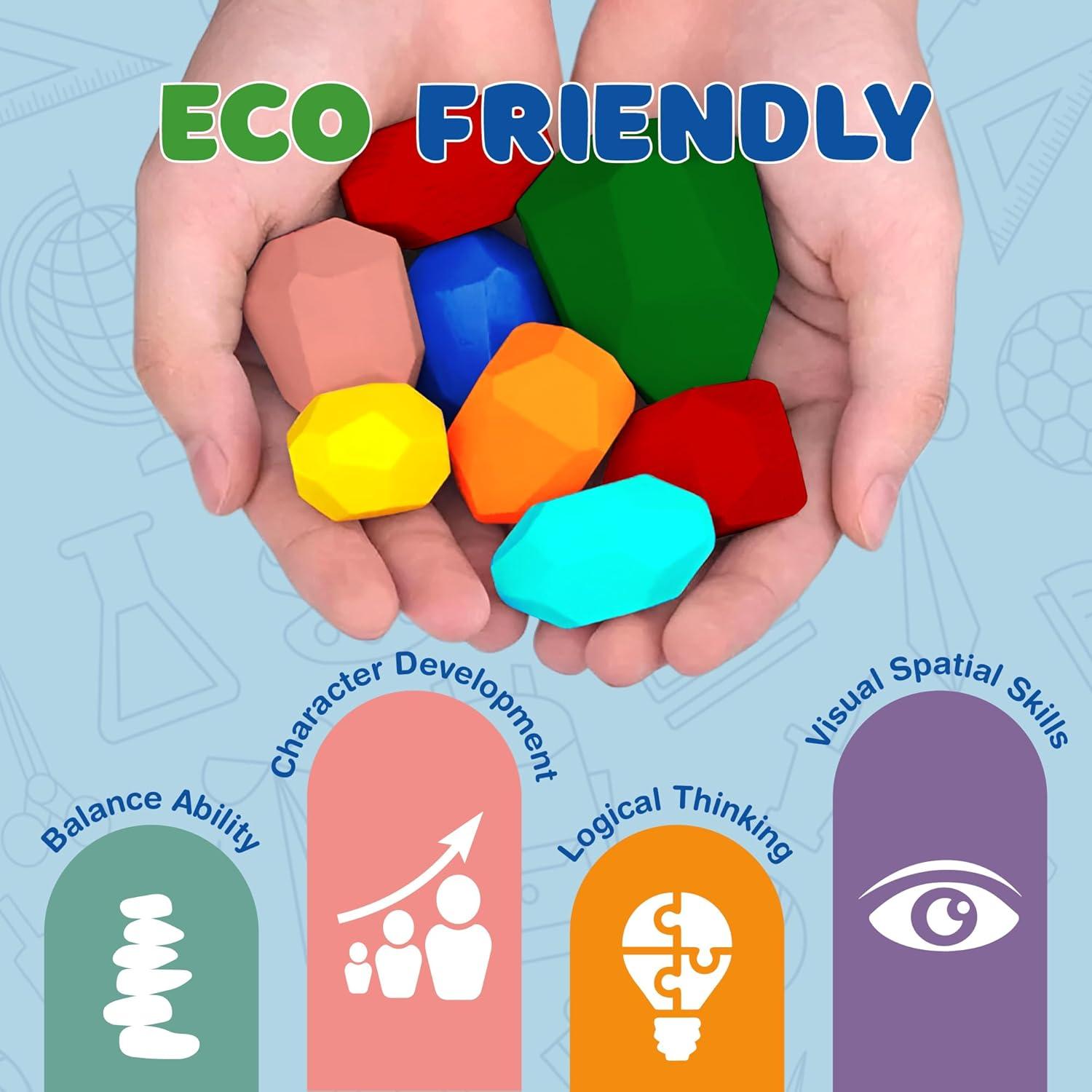 Juego de Piedras Apilables de Madera Giggle & Play 40 Piezas