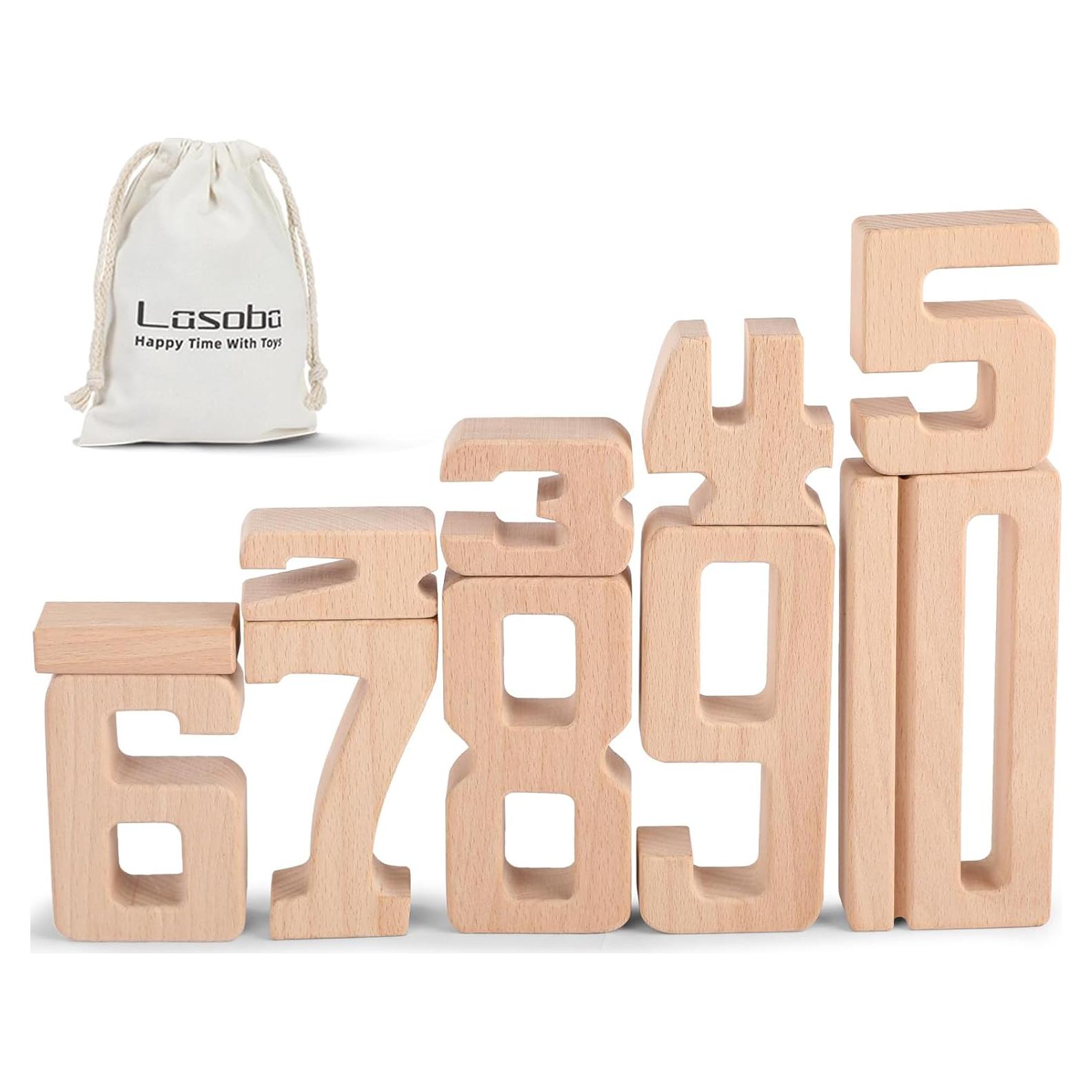 Bloques de Construcción de Números de Madera Lasoba 1-10
