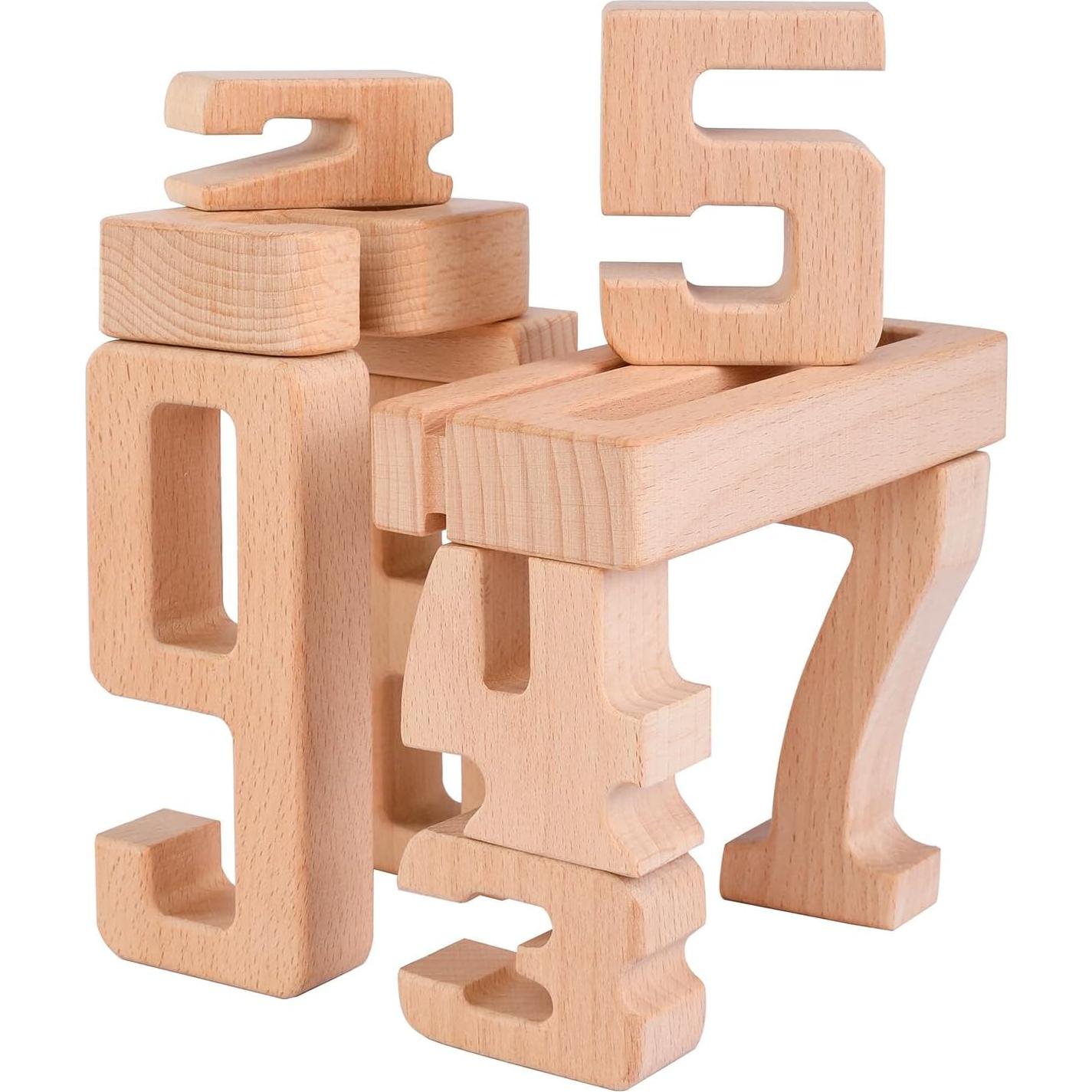 Bloques de Construcción de Números de Madera Lasoba 1-10