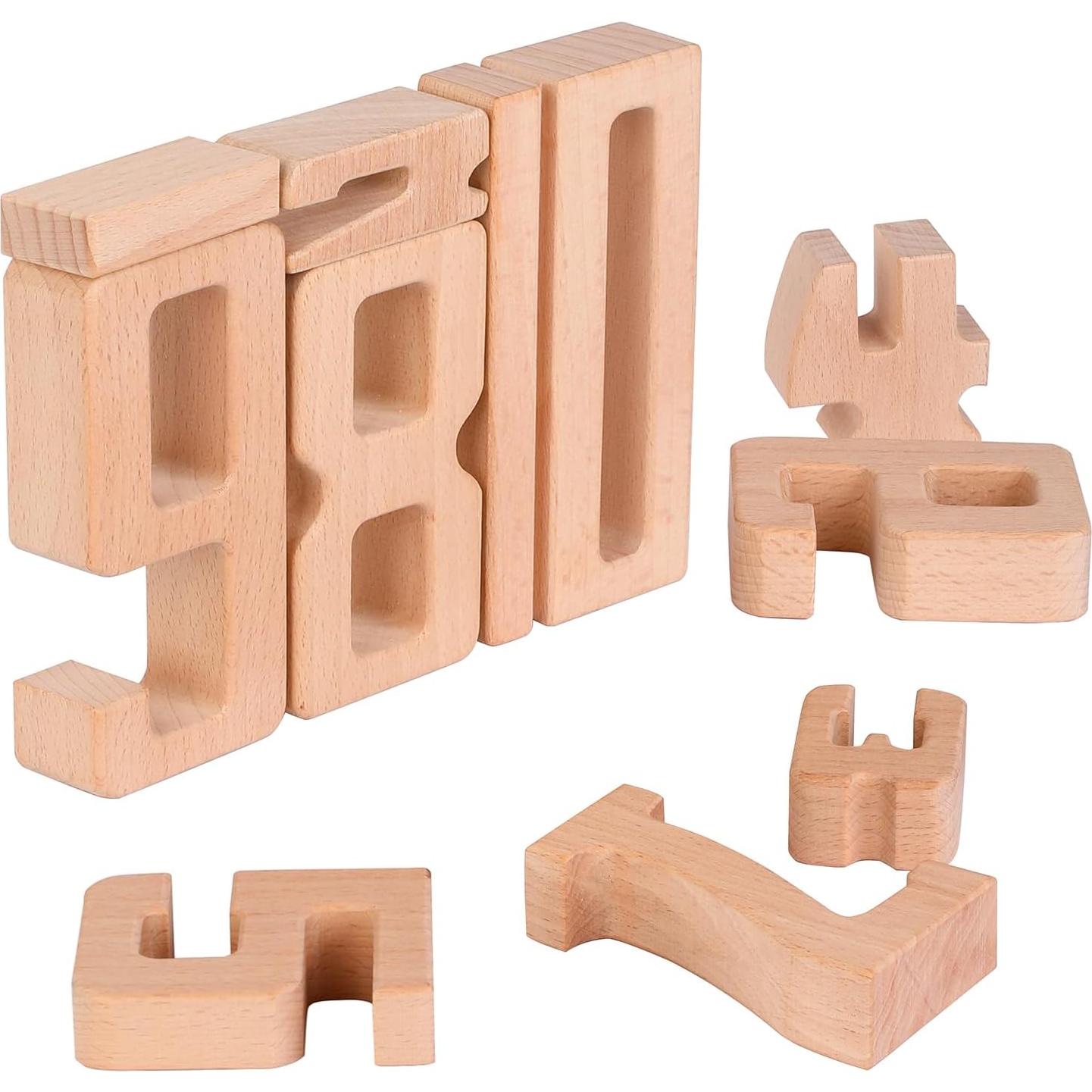 Bloques de Construcción de Números de Madera Lasoba 1-10