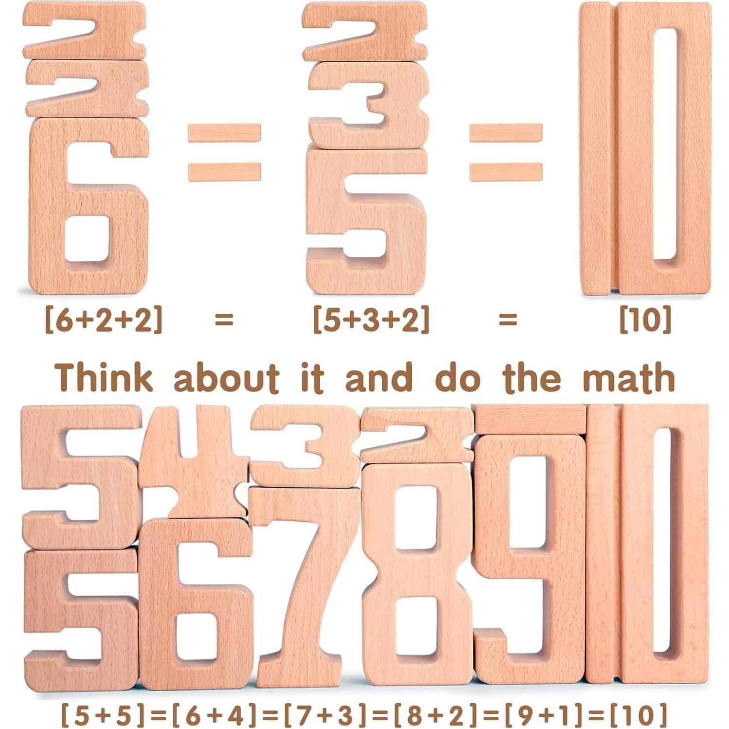 Bloques de Construcción de Números de Madera Lasoba 1-10