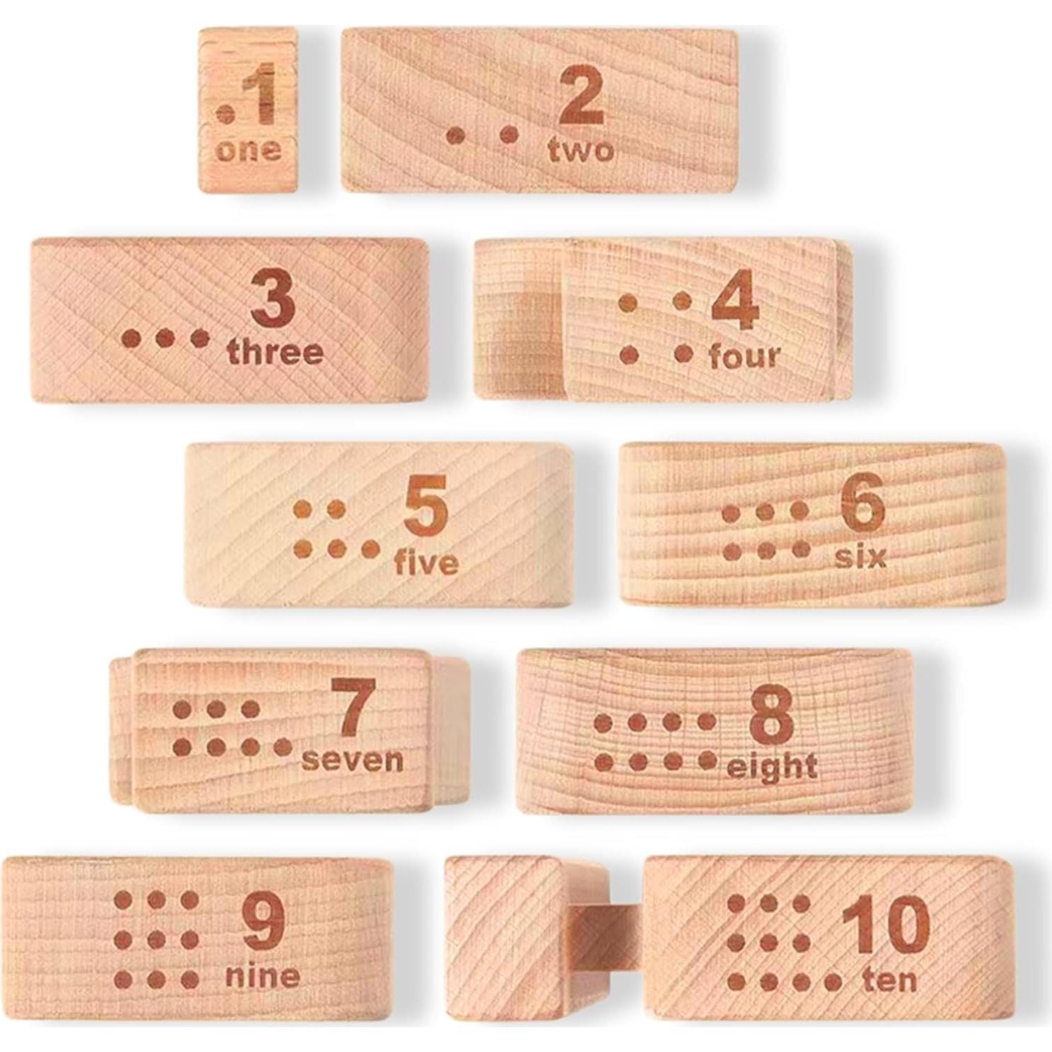 Bloques de Construcción de Números de Madera Lasoba 1-10