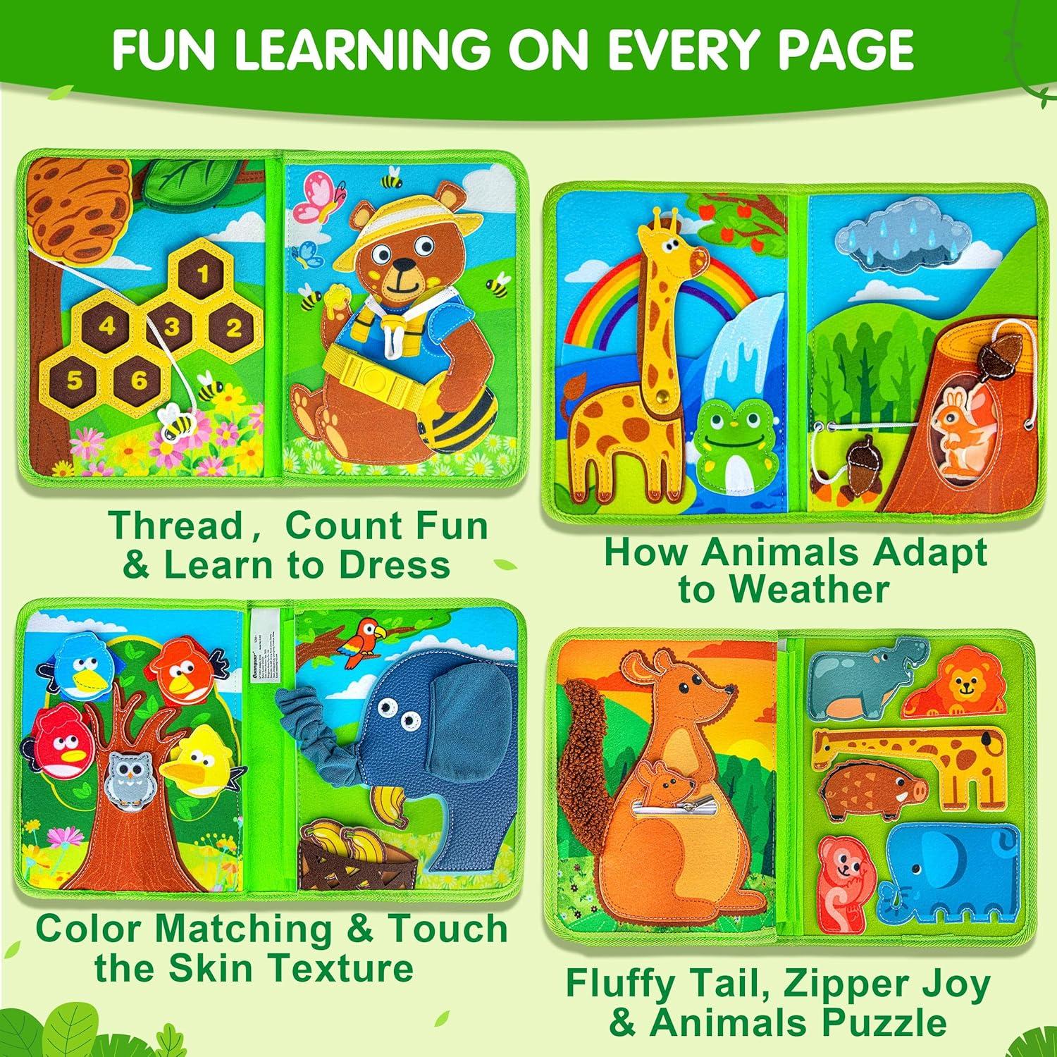 Libro Ocupado Montessori de Animales Quanquer 30 en 1