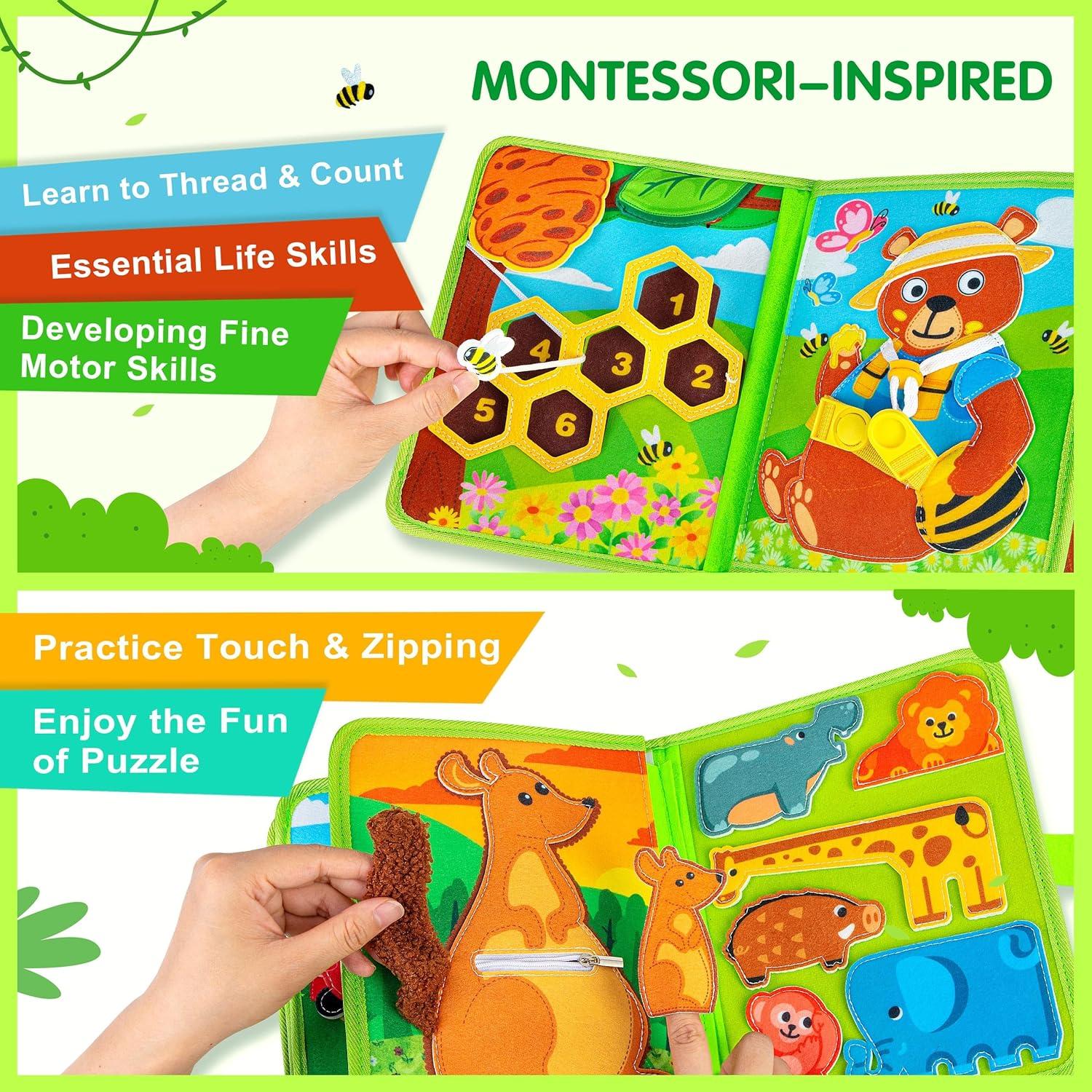 Libro Ocupado Montessori de Animales Quanquer 30 en 1