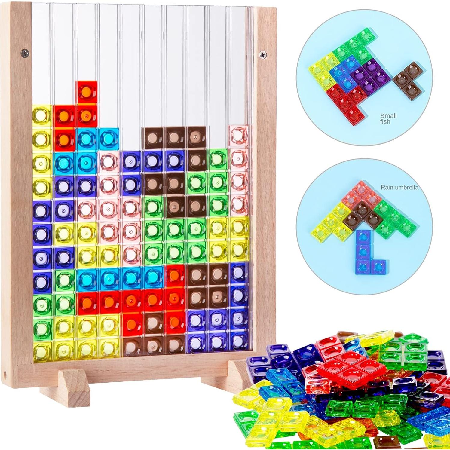 Rompecabezas de Bloques de Madera Tetris 3D para Niños 3-7 Años