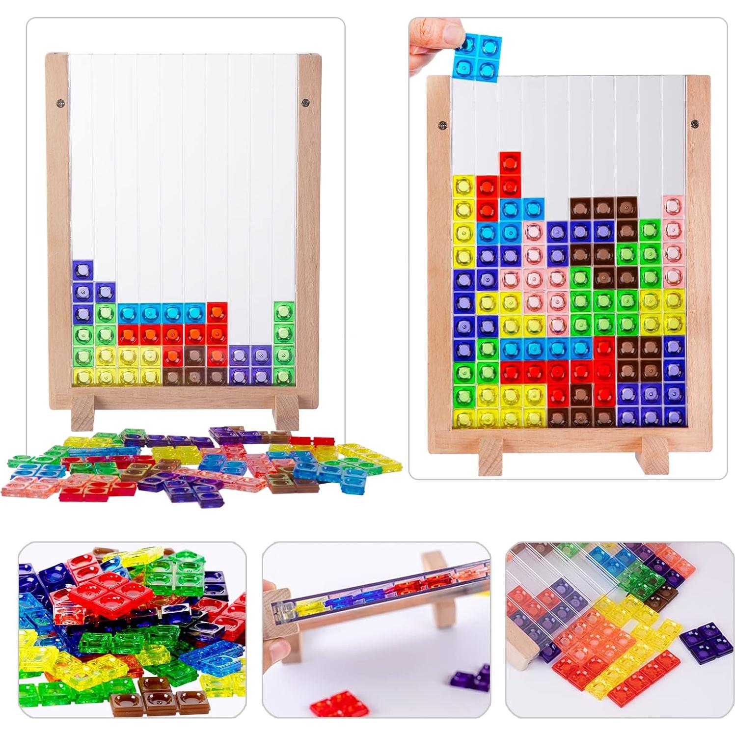 Rompecabezas de Bloques de Madera Tetris 3D para Niños 3-7 Años