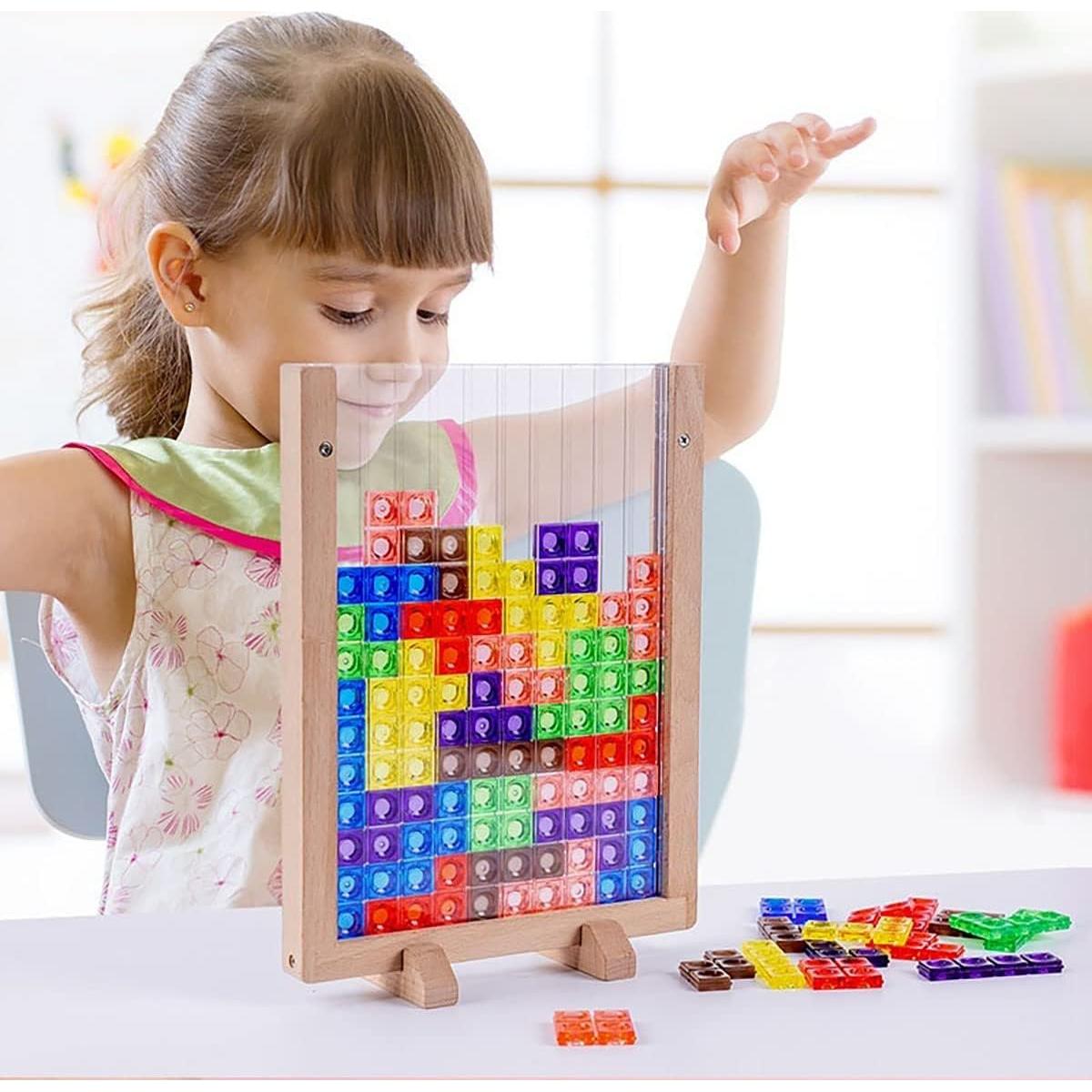 Rompecabezas de Bloques de Madera Tetris 3D para Niños 3-7 Años