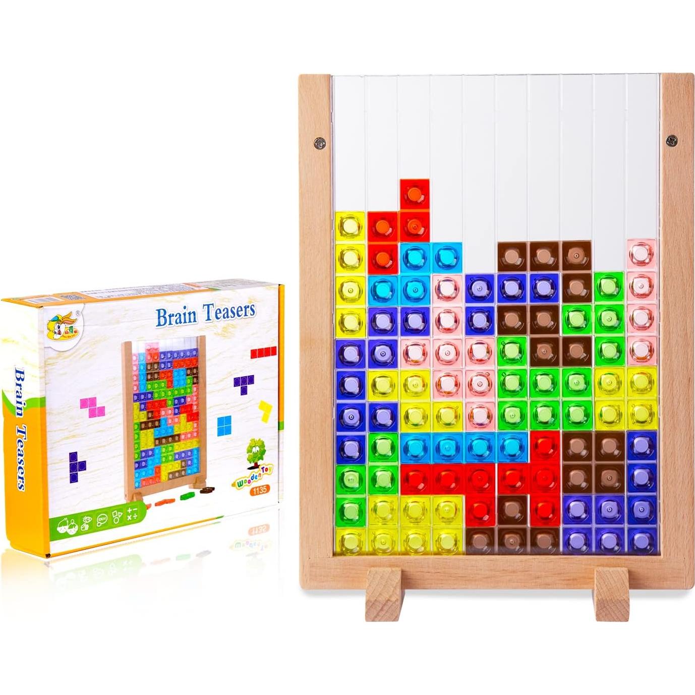 Rompecabezas de Bloques de Madera Tetris 3D para Niños 3-7 Años