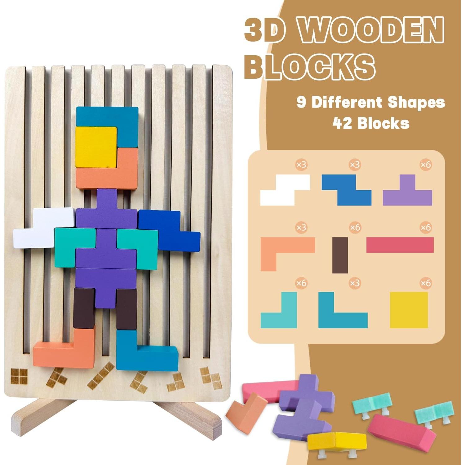 Rompecabezas Apilable de Madera Laynertoys 42 Bloques 3D