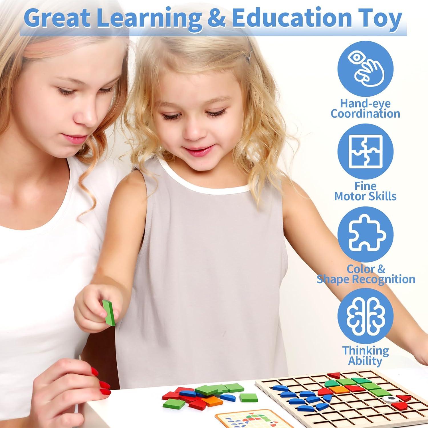 Tangram Educativo Montessori Zycolo 120 Piezas Madera 22.5cm