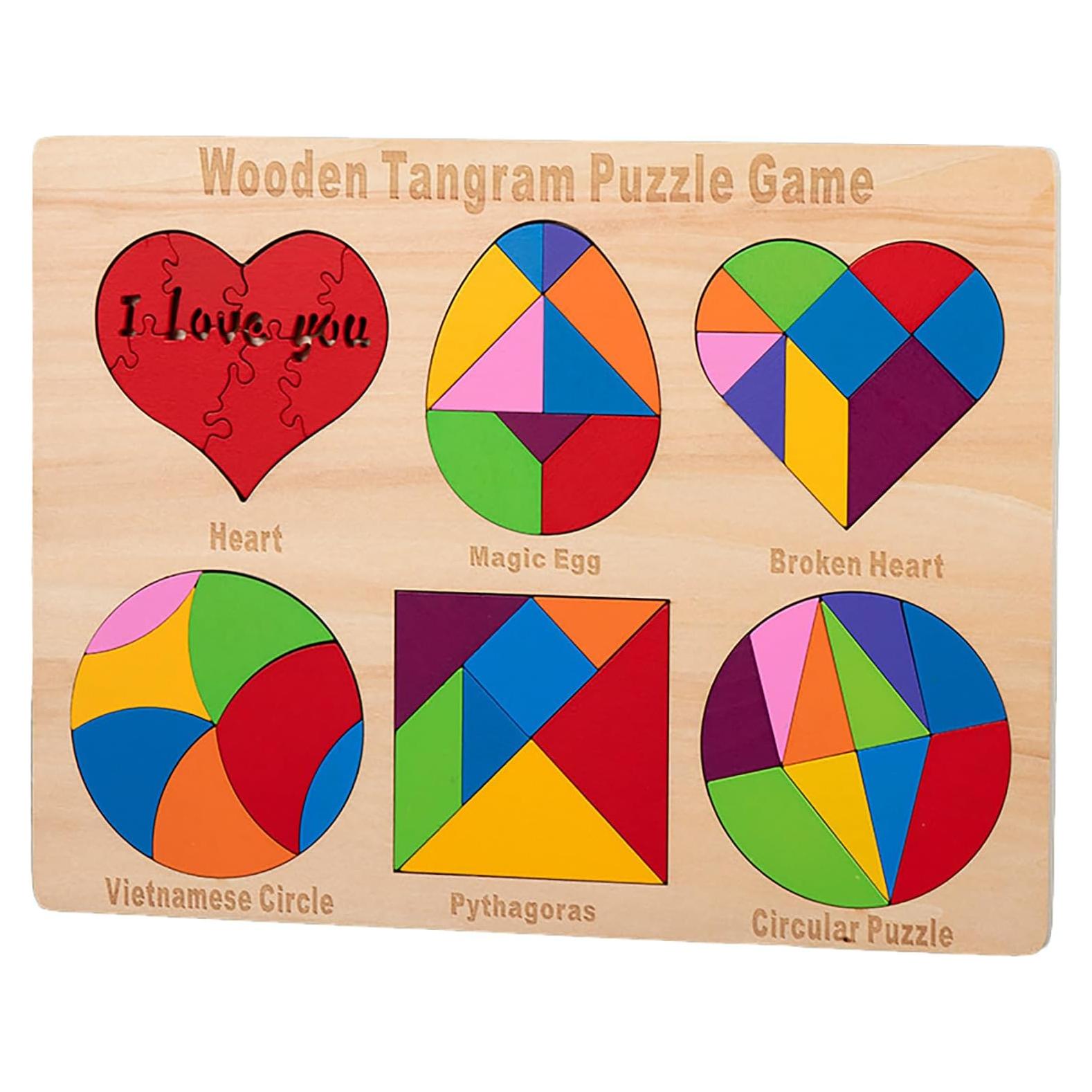 Rompecabezas de Madera Tangram 6 en 1 ALaLatois 3D Educativo