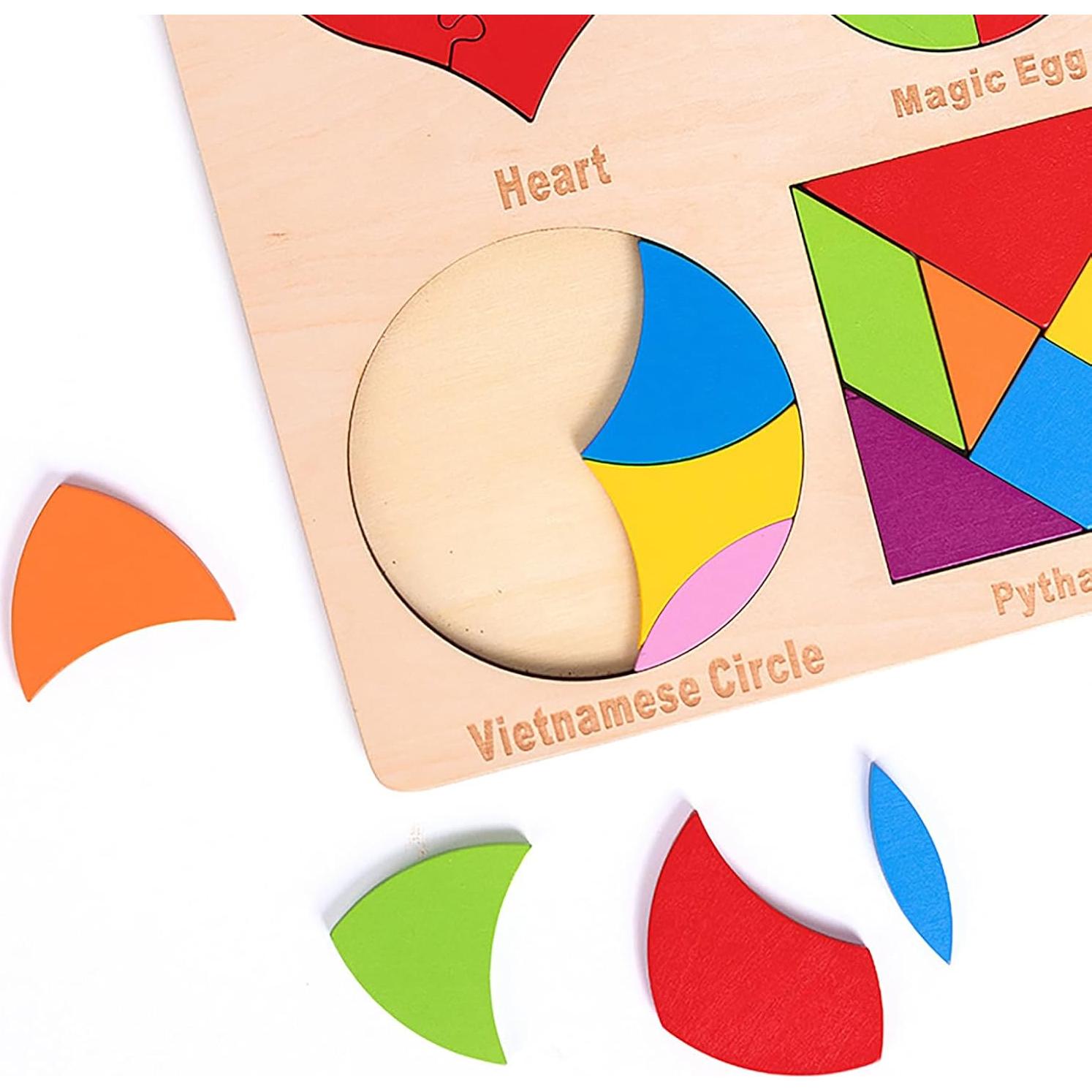 Rompecabezas de Madera Tangram 6 en 1 ALaLatois 3D Educativo