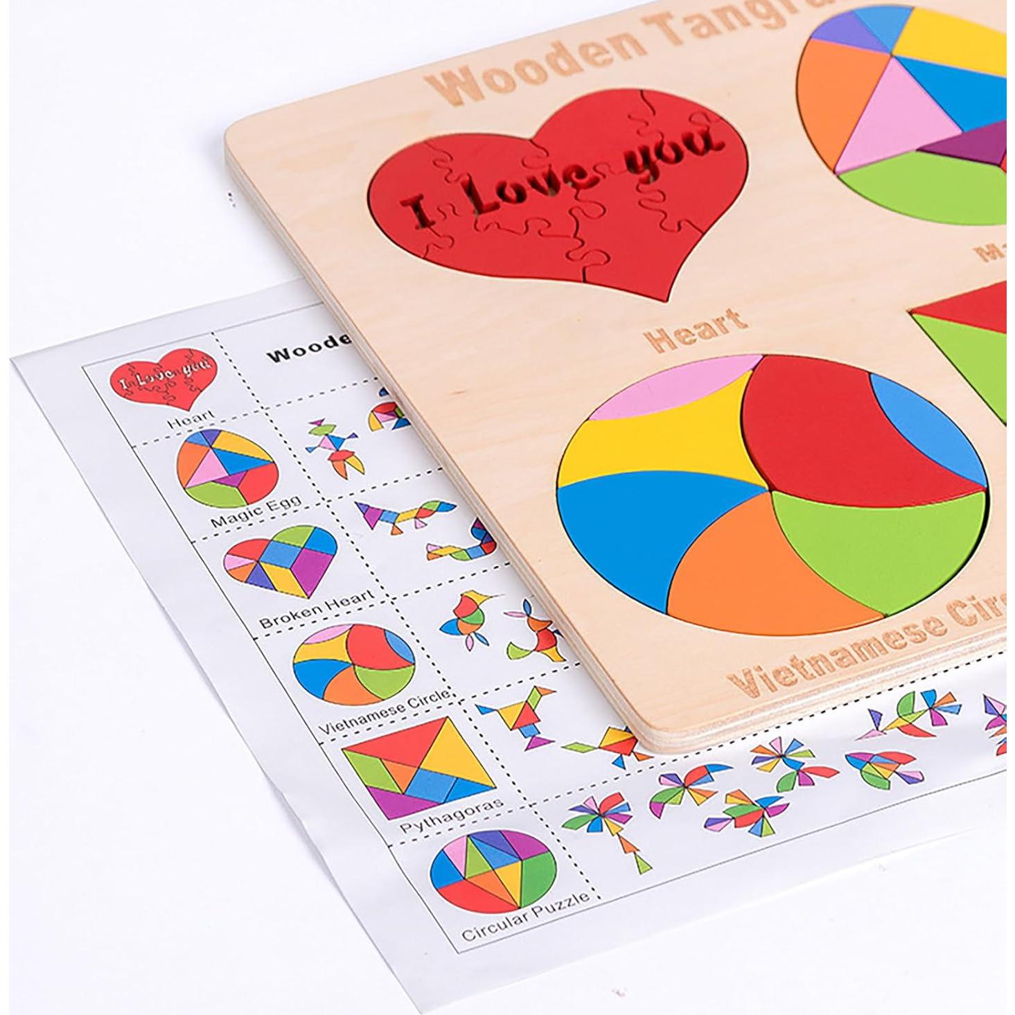 Rompecabezas de Madera Tangram 6 en 1 ALaLatois 3D Educativo