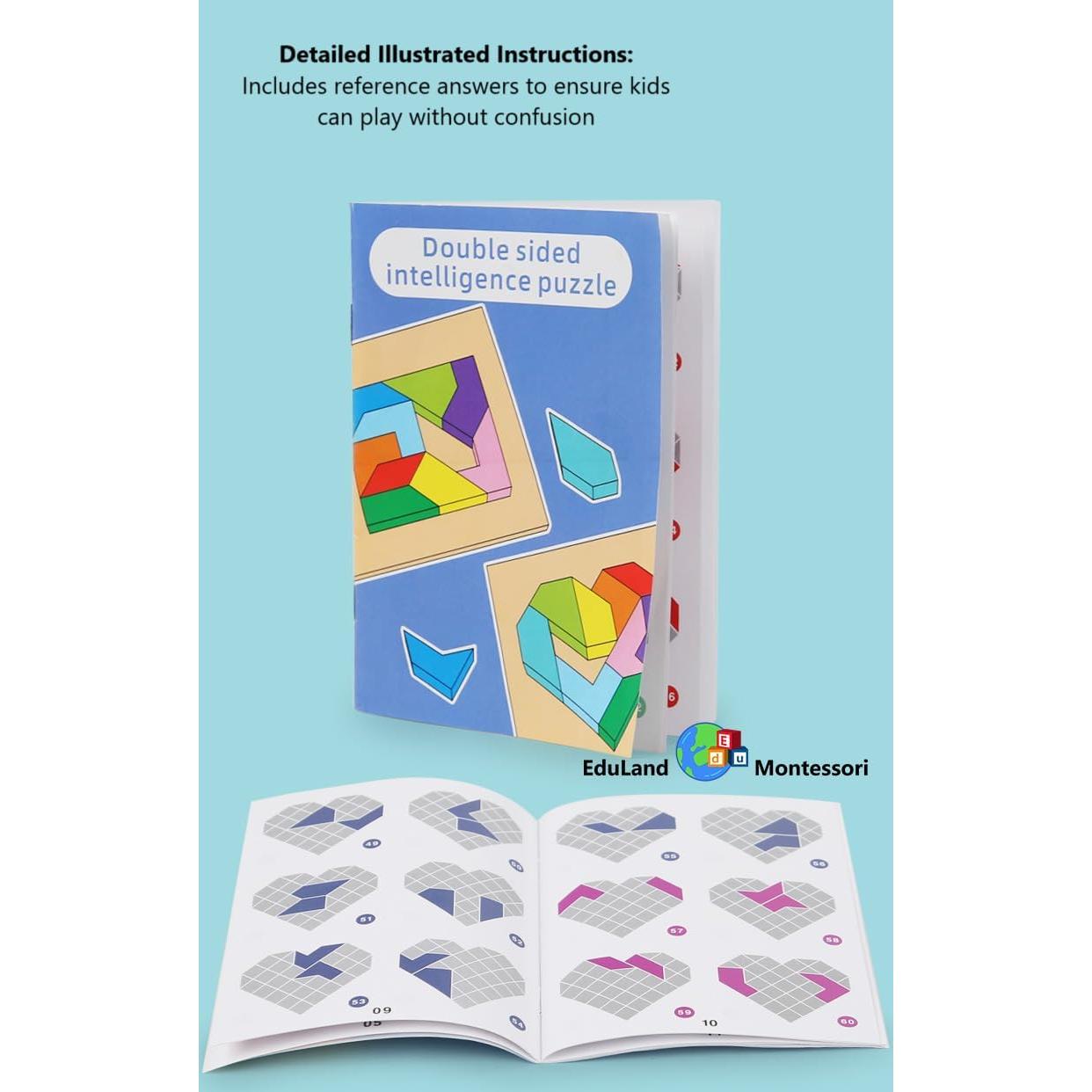 Rompecabezas de Madera Montessori Eduland 2 Caras 16x2.5 cm