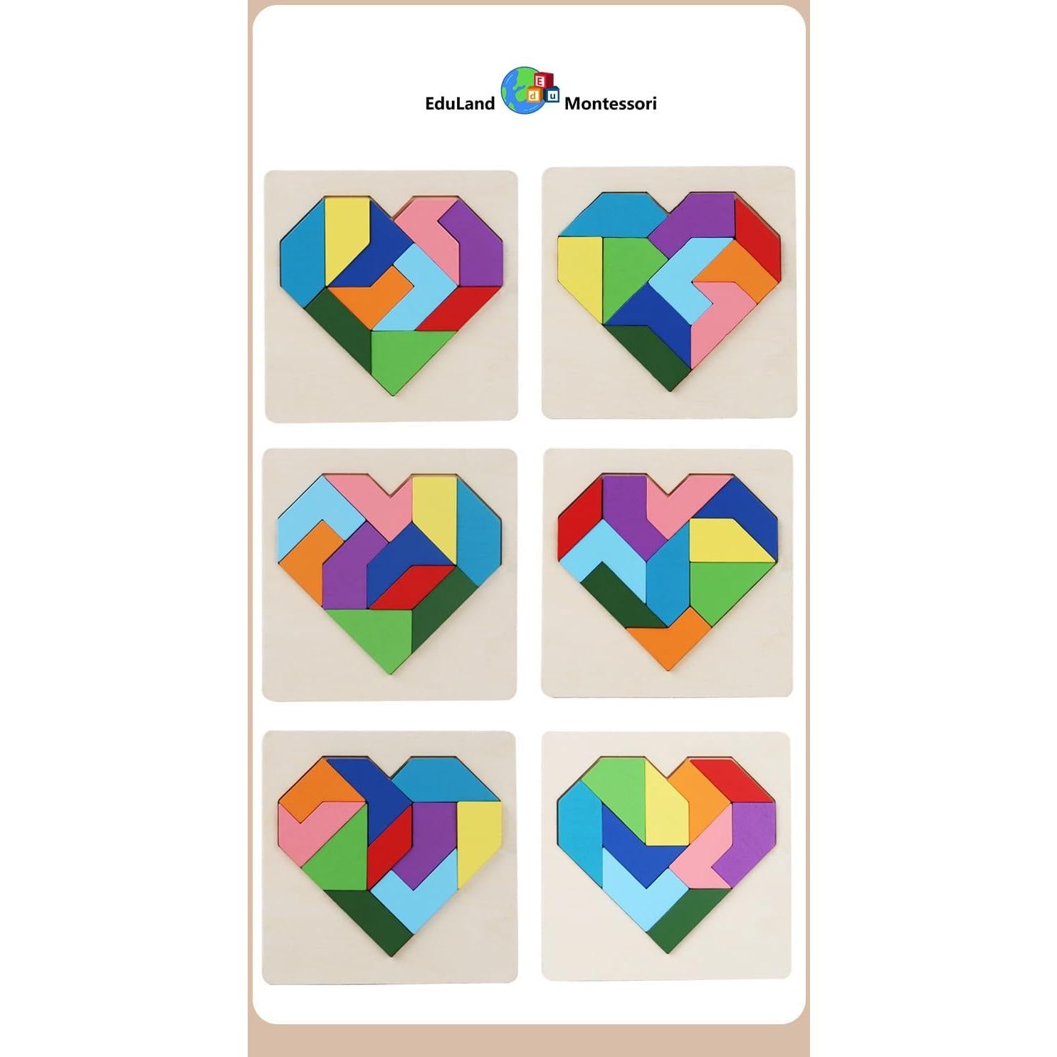 Rompecabezas de Madera Montessori Eduland 2 Caras 16x2.5 cm