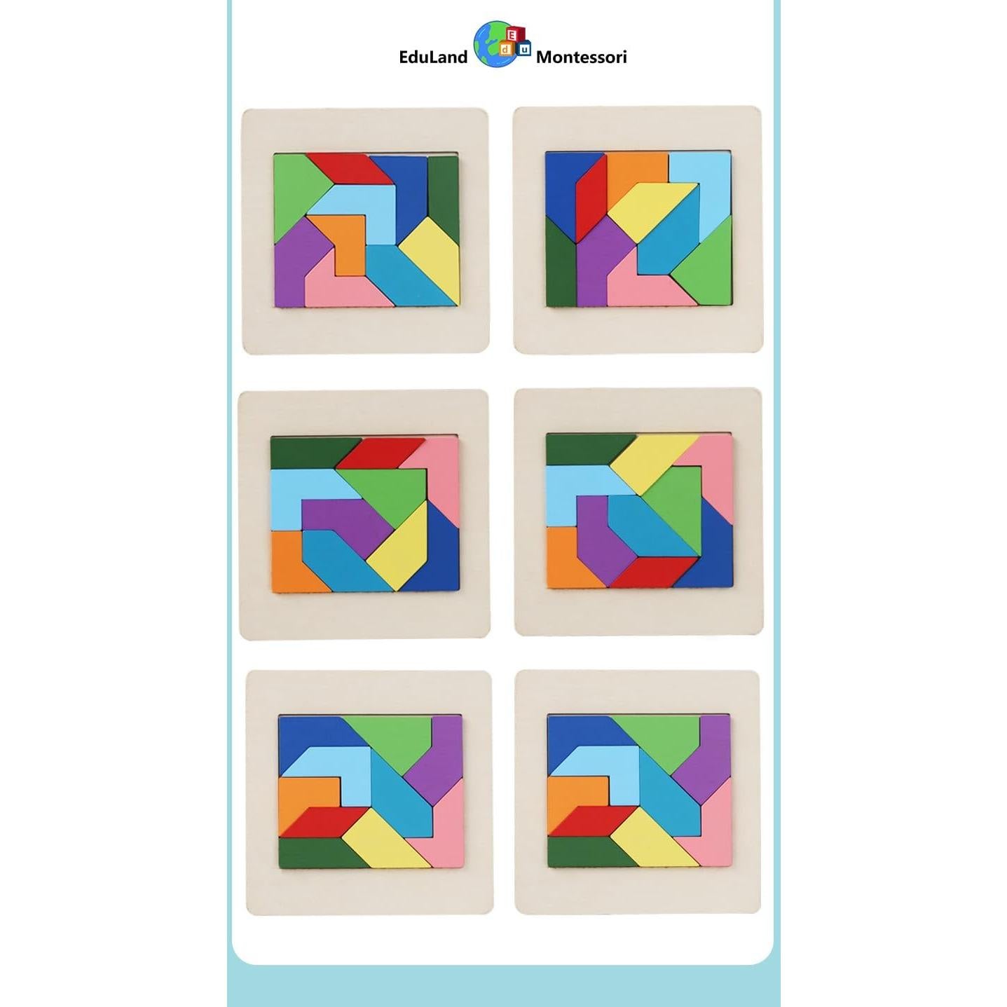 Rompecabezas de Madera Montessori Eduland 2 Caras 16x2.5 cm