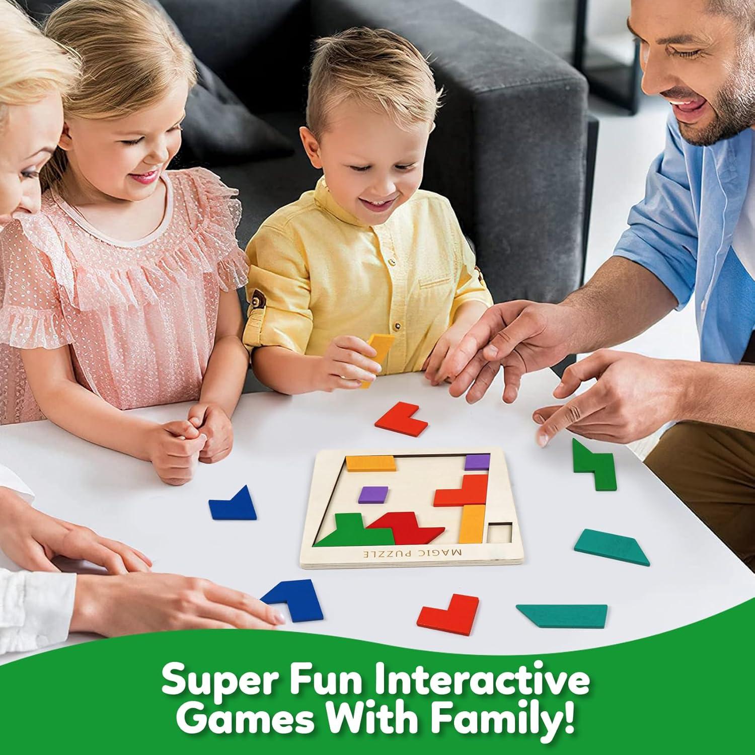 Bloques de Rompecabezas de Madera NAODONGLI - 3 Juegos Educativos IQ