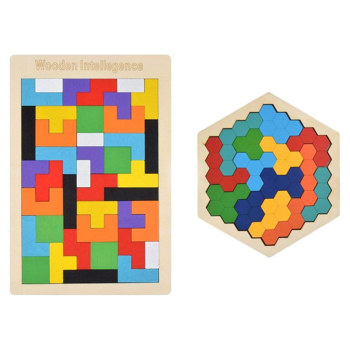 Rompecabezas de Madera Hexagonal y Tangram Hotusi - Educativo