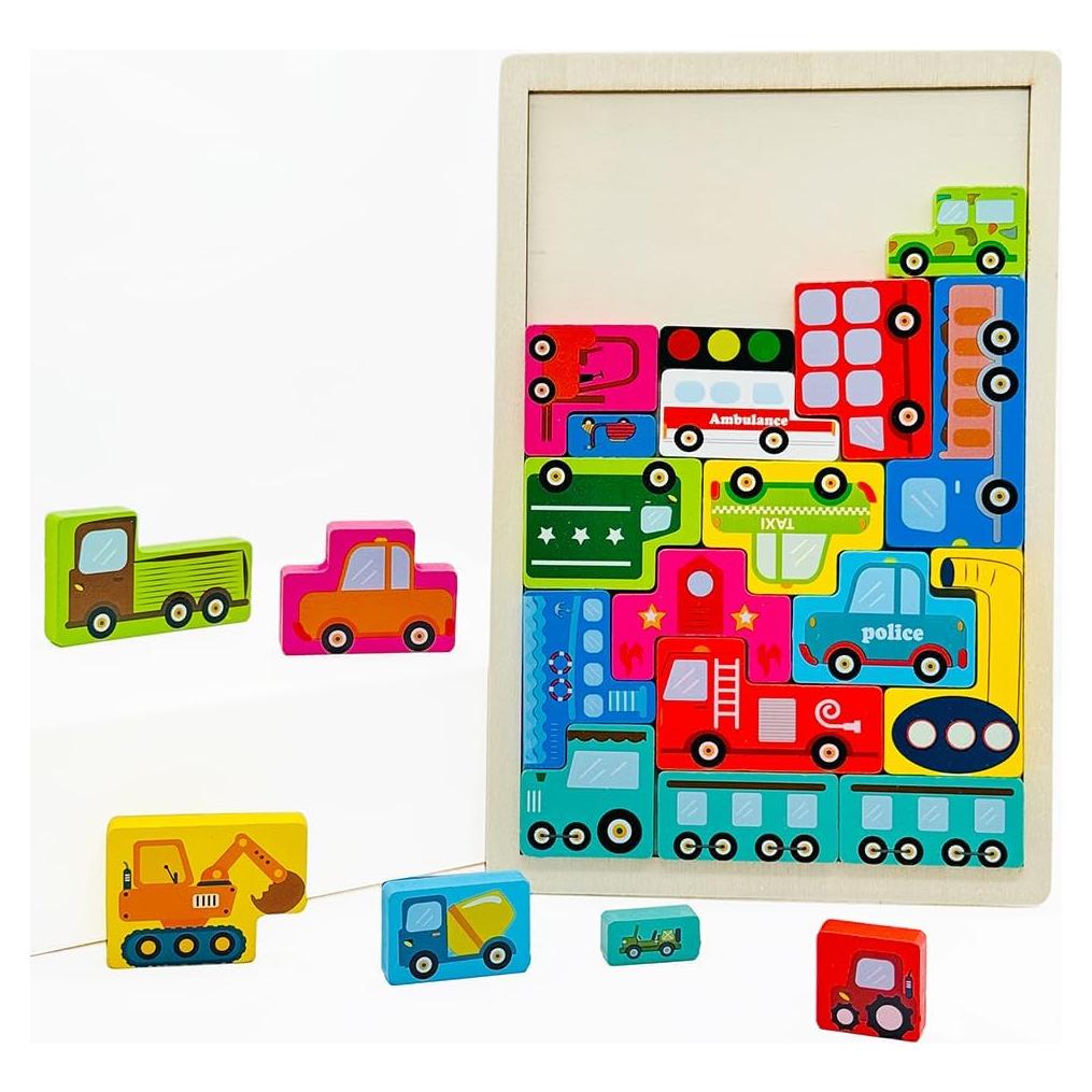 Rompecabezas de Madera Montessori Linkyloop 20 Piezas 22.5x5.5cm