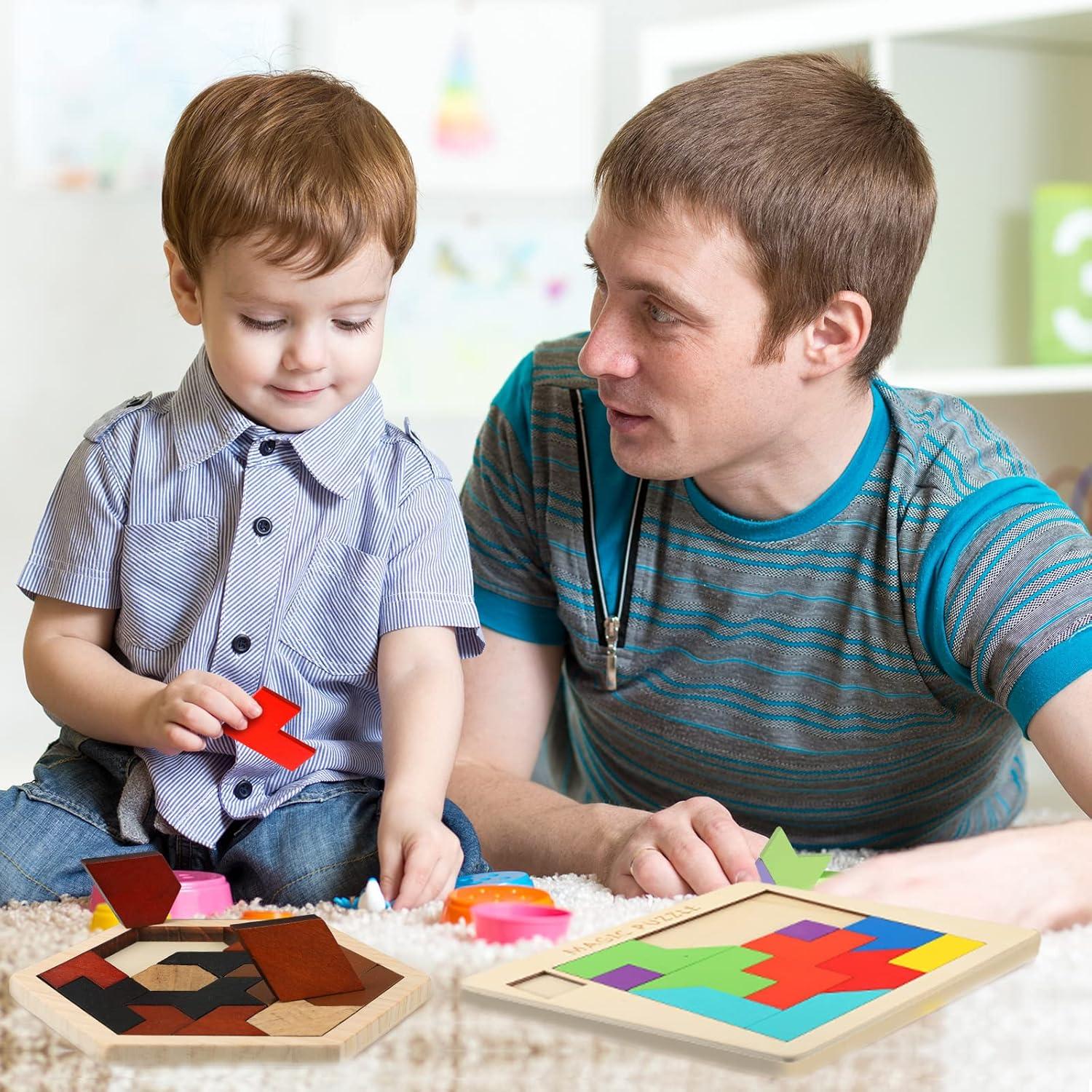 BBTO 4 Bloques de Rompecabezas Hexagonales de Madera 0.58kg