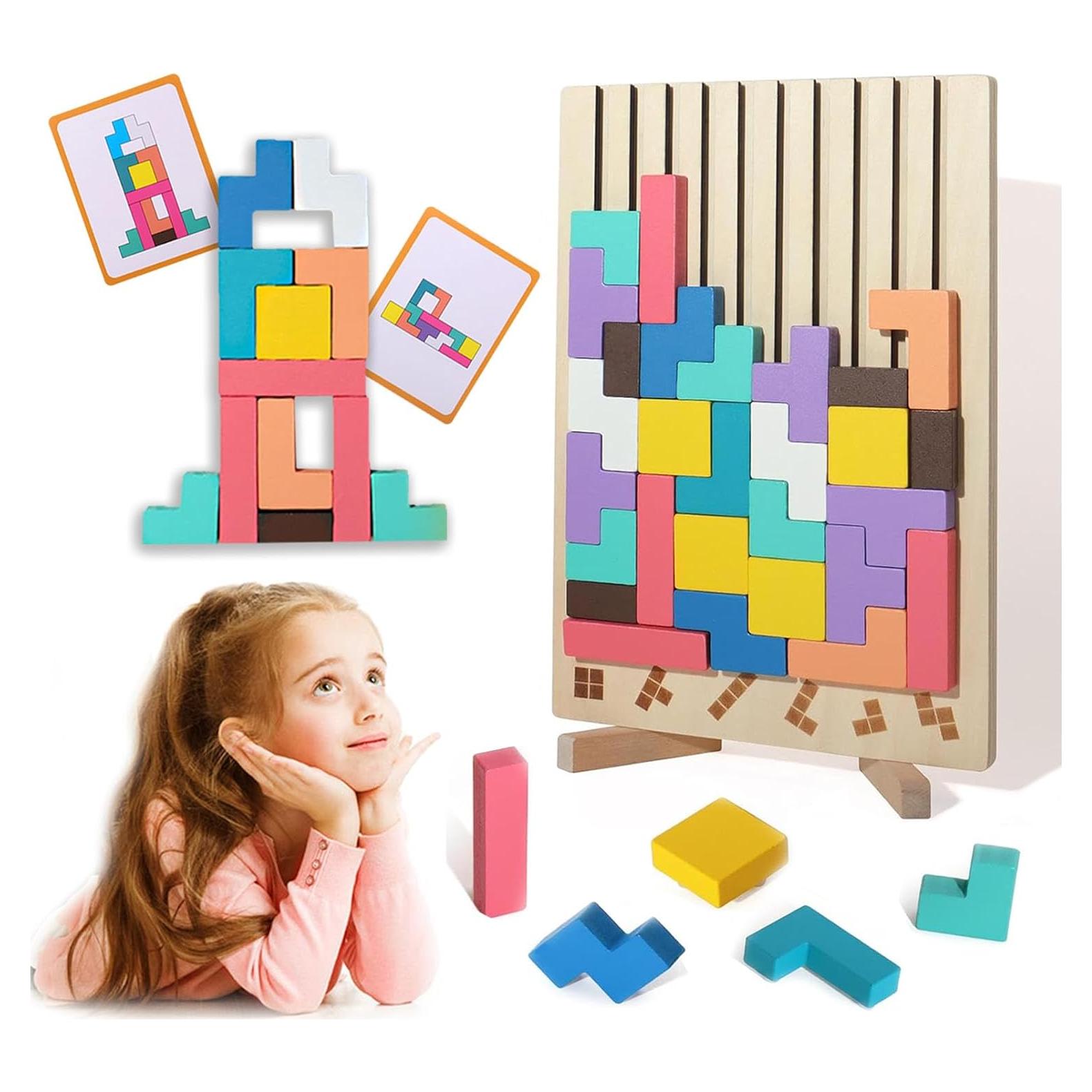 Rompecabezas de Bloques Rusos de Madera DQVTIC - 42 Piezas Educativas