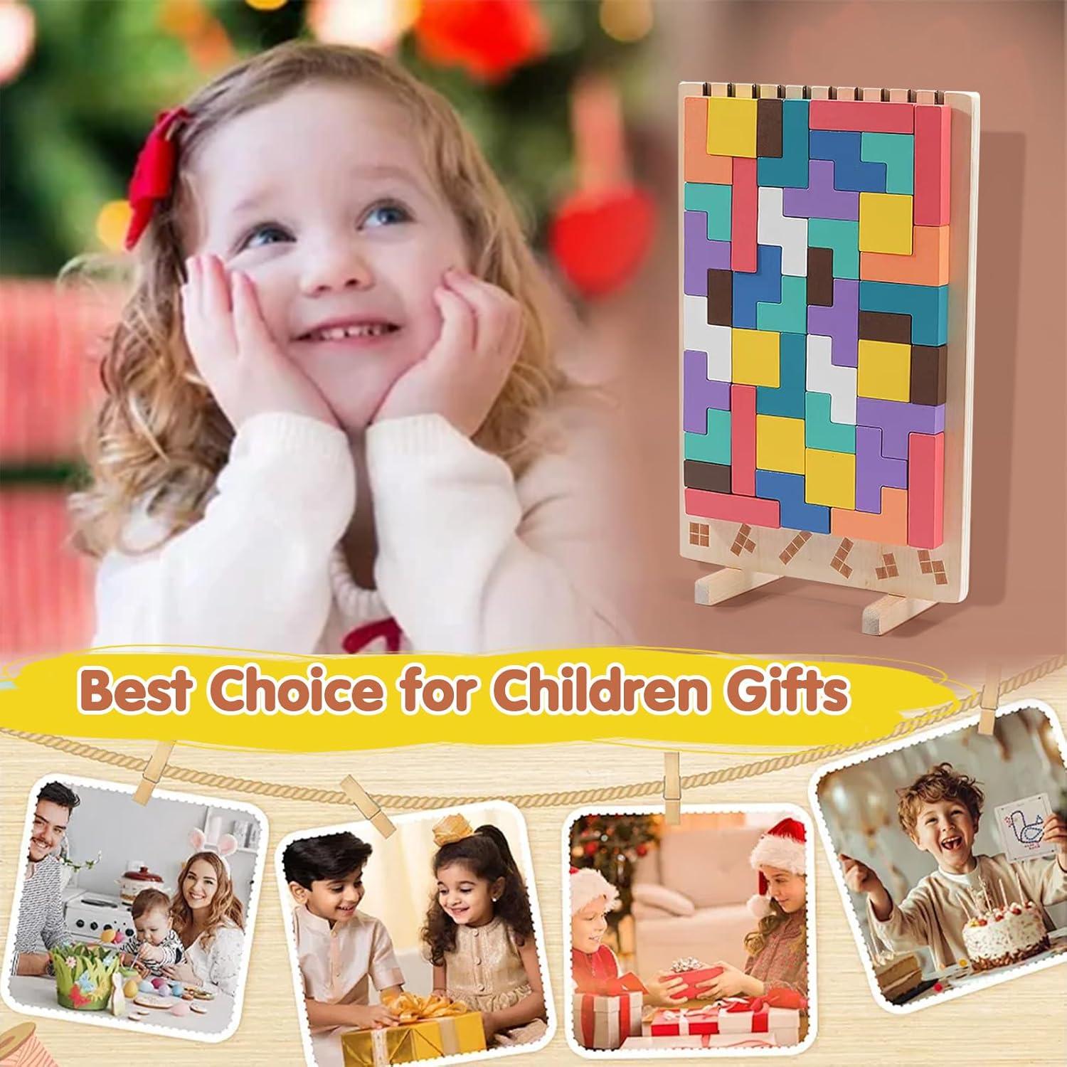 Rompecabezas de Bloques Rusos de Madera DQVTIC - 42 Piezas Educativas