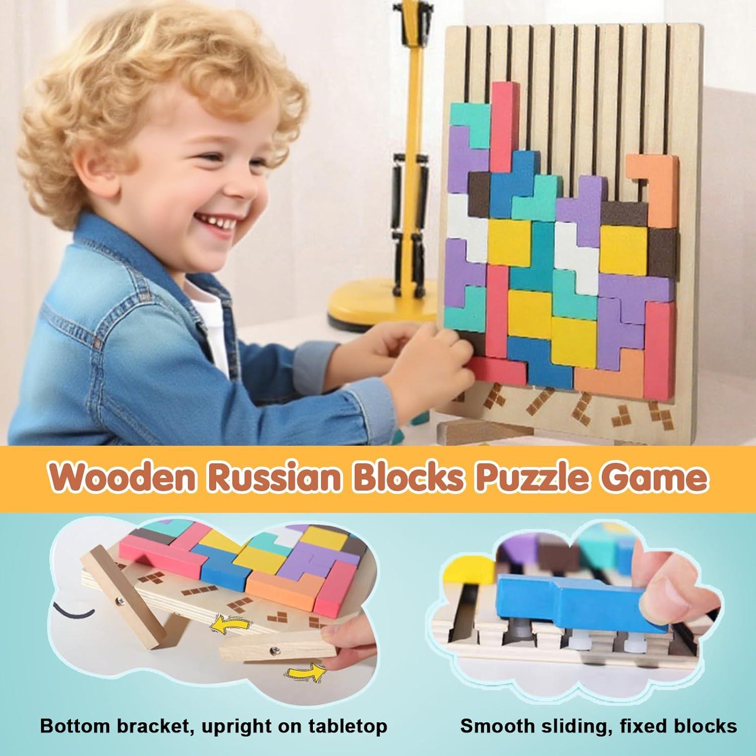 Rompecabezas de Bloques Rusos de Madera DQVTIC - 42 Piezas Educativas