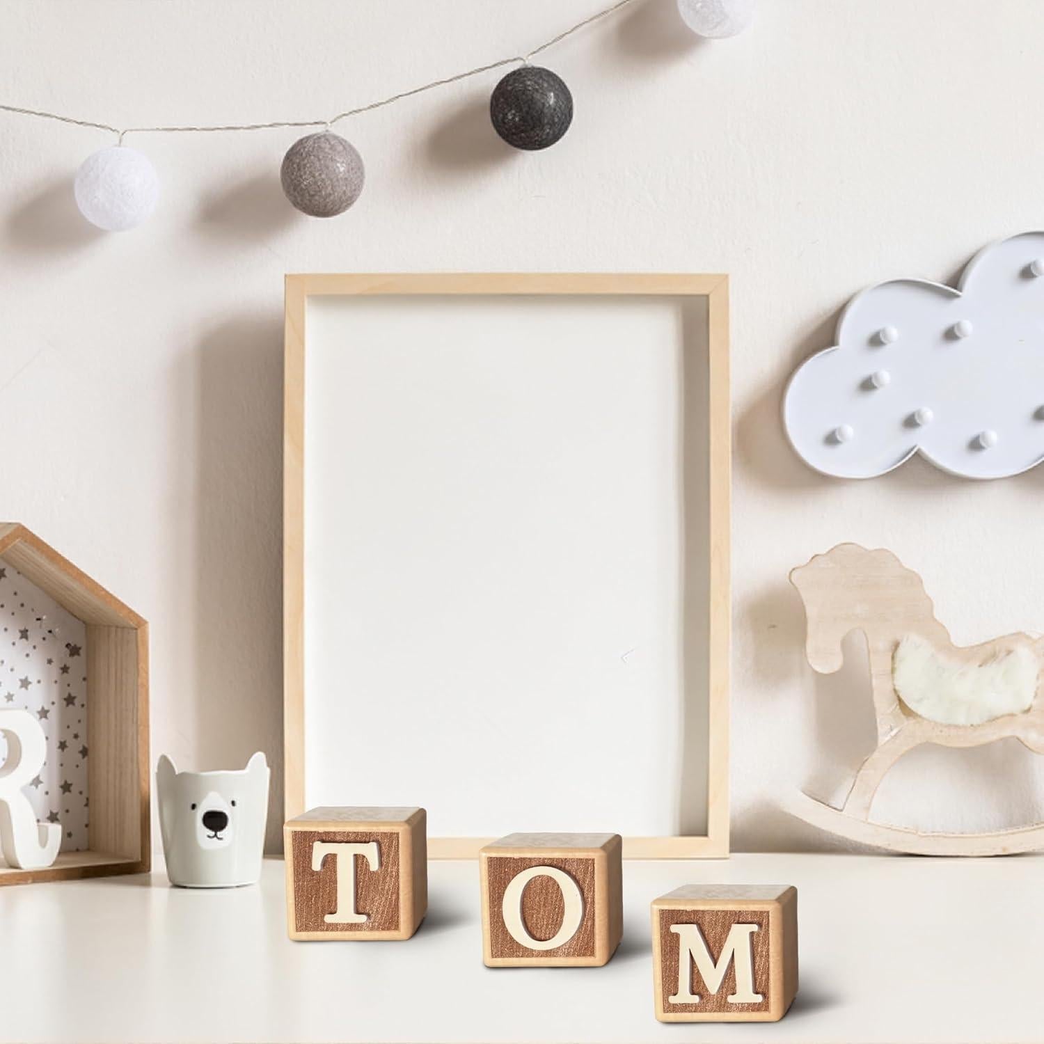 Cartel de Nombre de Madera Personalizado 8 Letras - Decoración Montessori