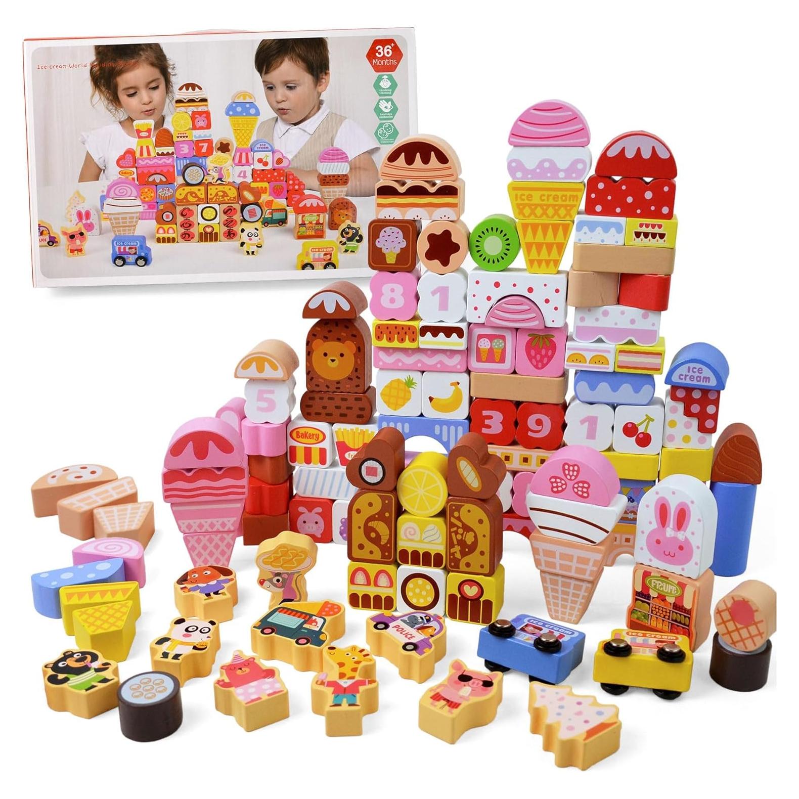 Juguete de helado de madera Vileafy 116PCS bloques Montessori
