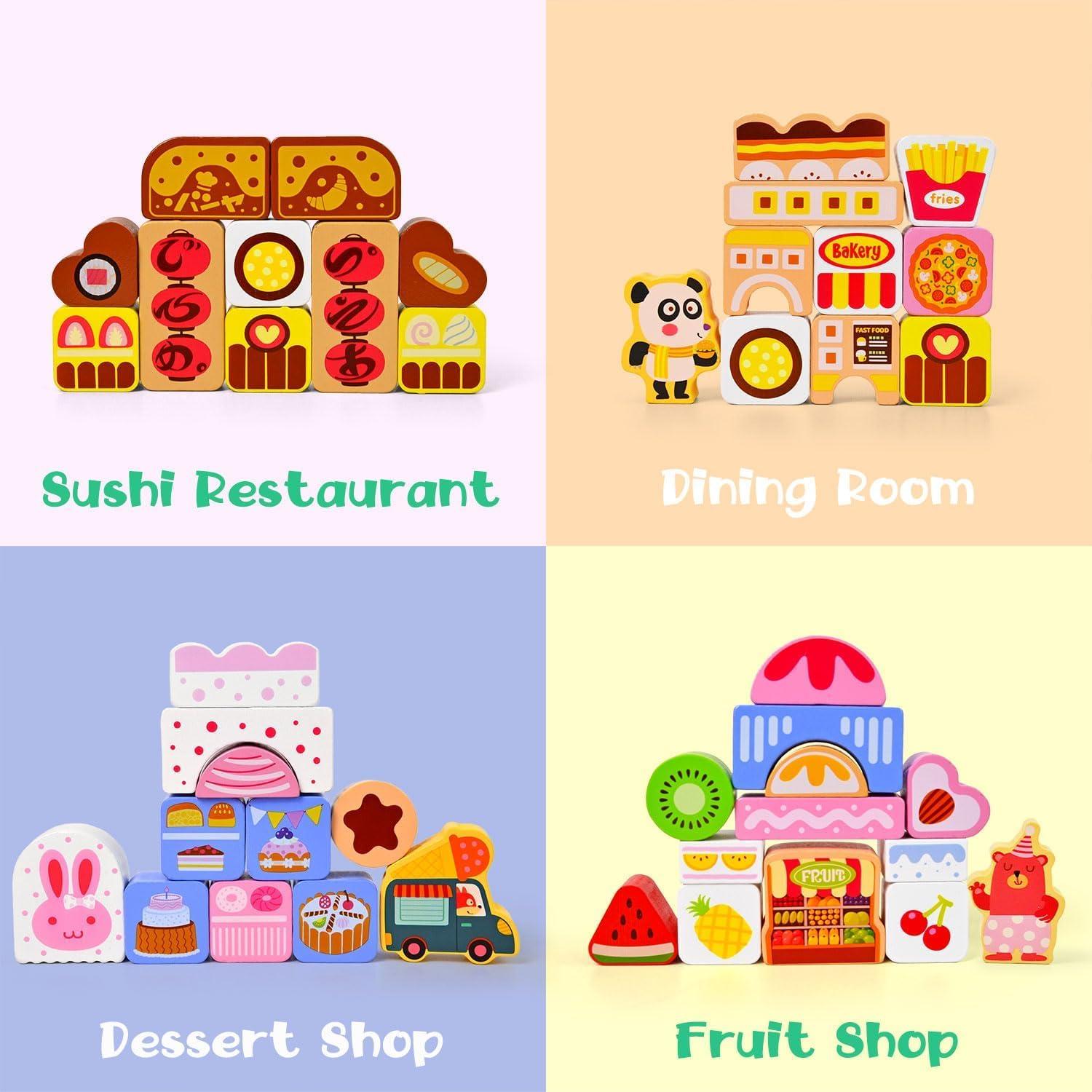 Juguete de helado de madera Vileafy 116PCS bloques Montessori